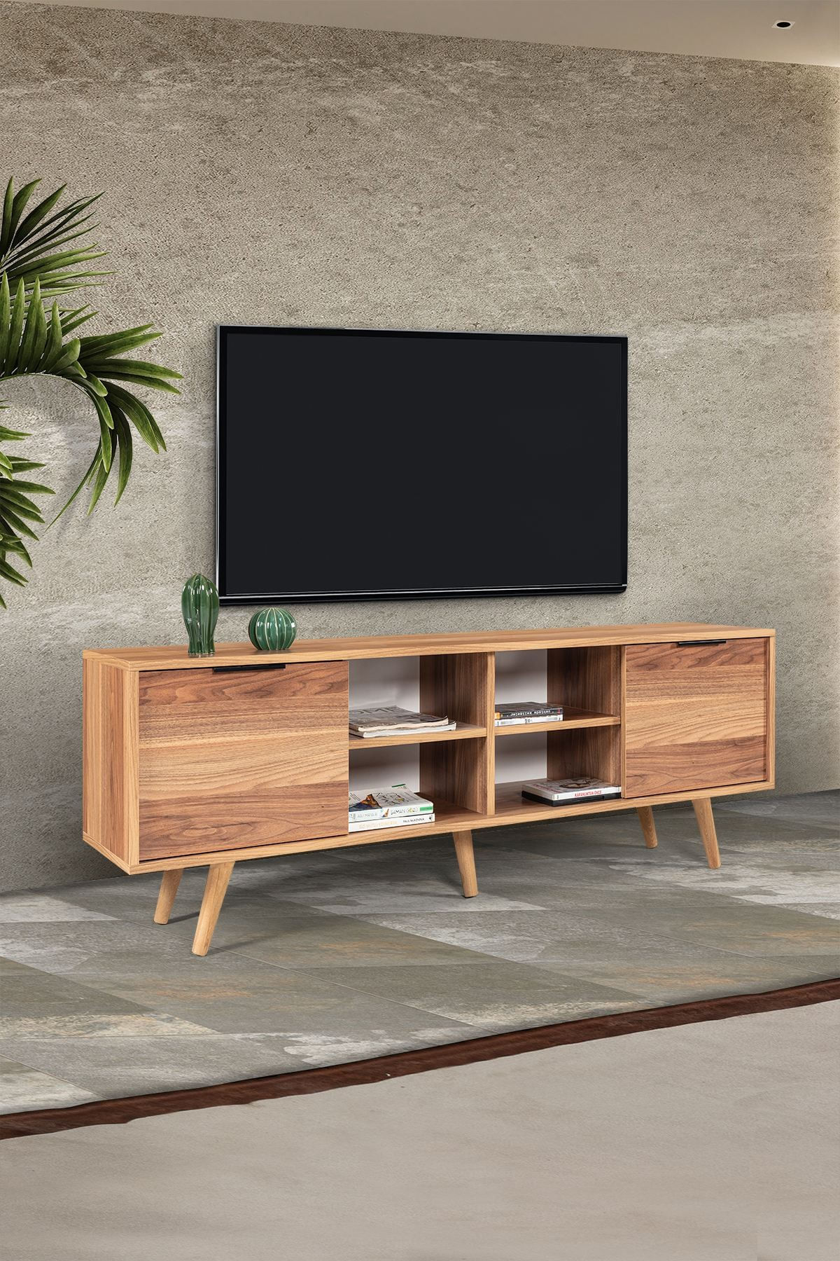 Comoda TV Sina 3620, 160 x 59 x 35 cm, nuc, PAL melaminat — imaginea 2