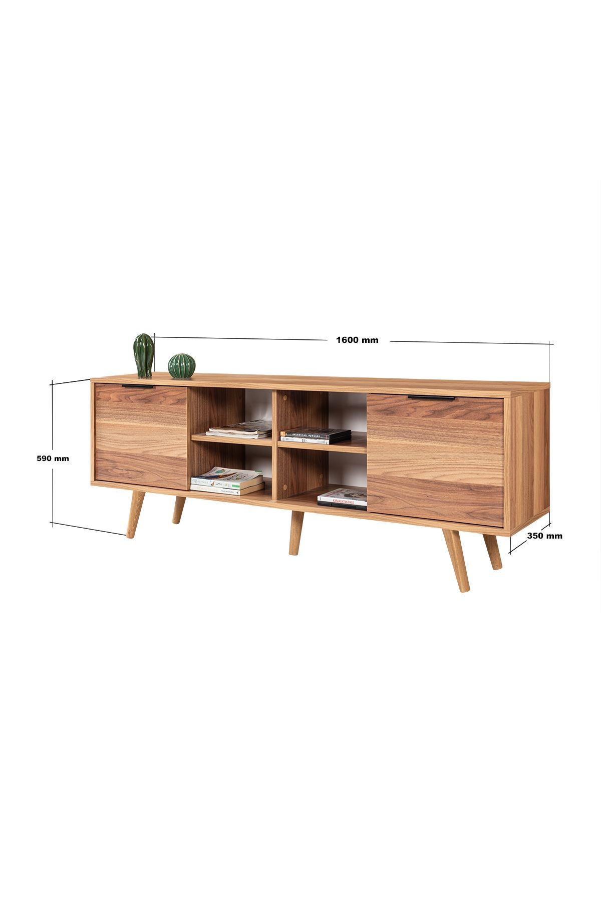 Comoda TV Sina 3620, 160 x 59 x 35 cm, nuc, PAL melaminat — imaginea 3