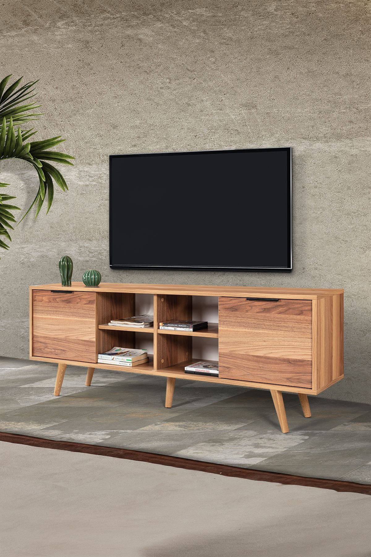 Comoda TV Sina 3620, 160 x 59 x 35 cm, nuc, PAL melaminat — imaginea 5