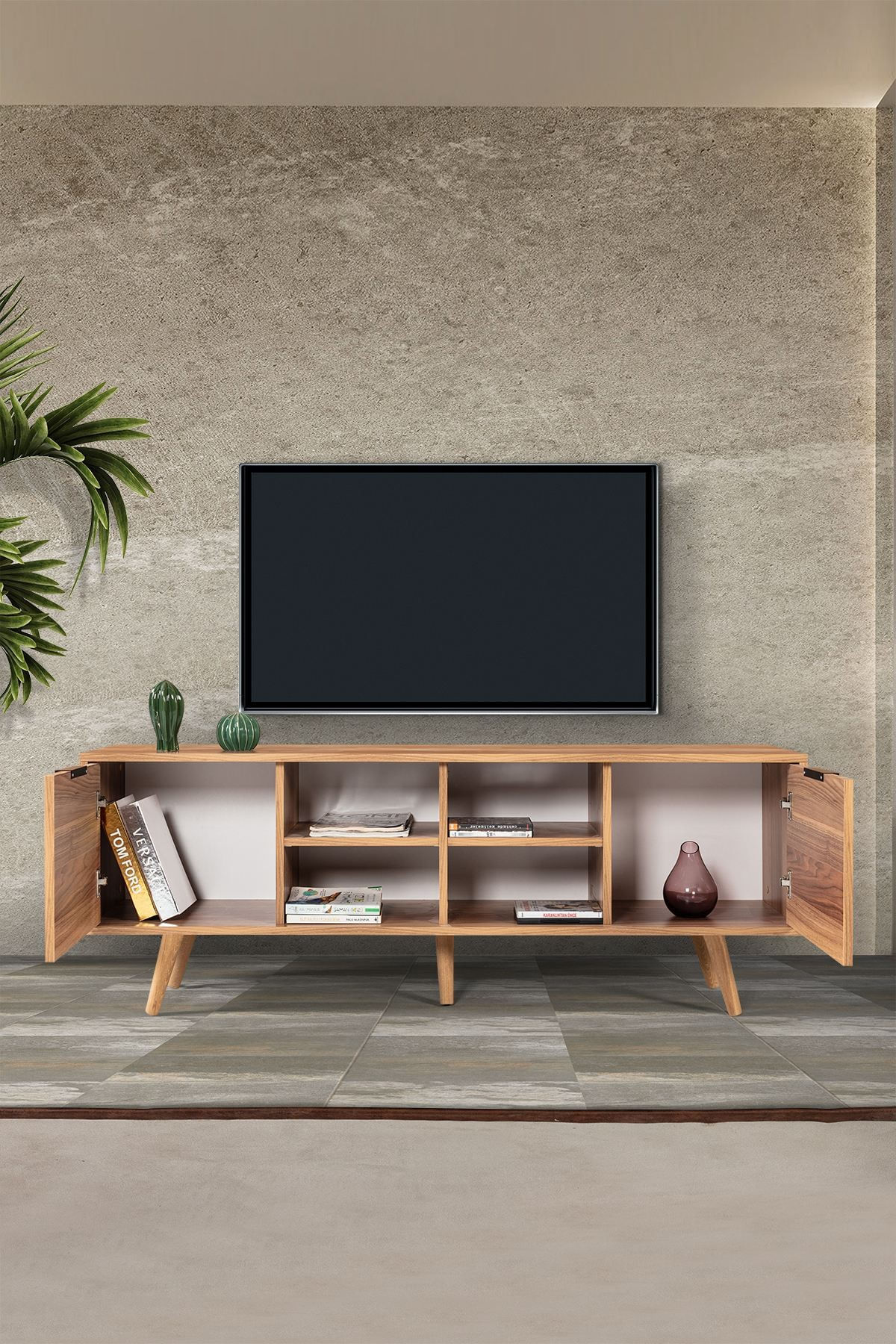 Comoda TV Sina 3620, 160 x 59 x 35 cm, nuc, PAL melaminat — imaginea 6