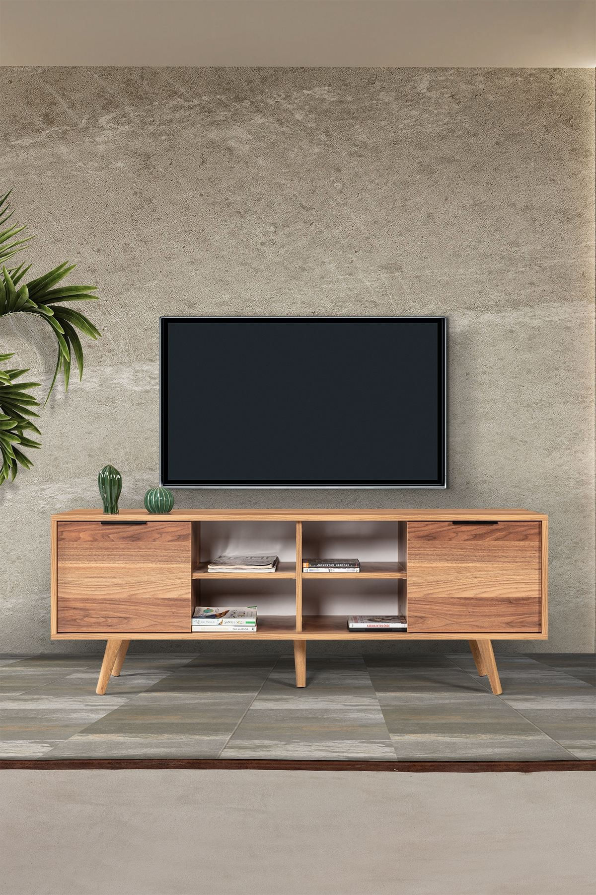 Comoda TV Sina 3620, 160 x 59 x 35 cm, nuc, PAL melaminat — imaginea 7