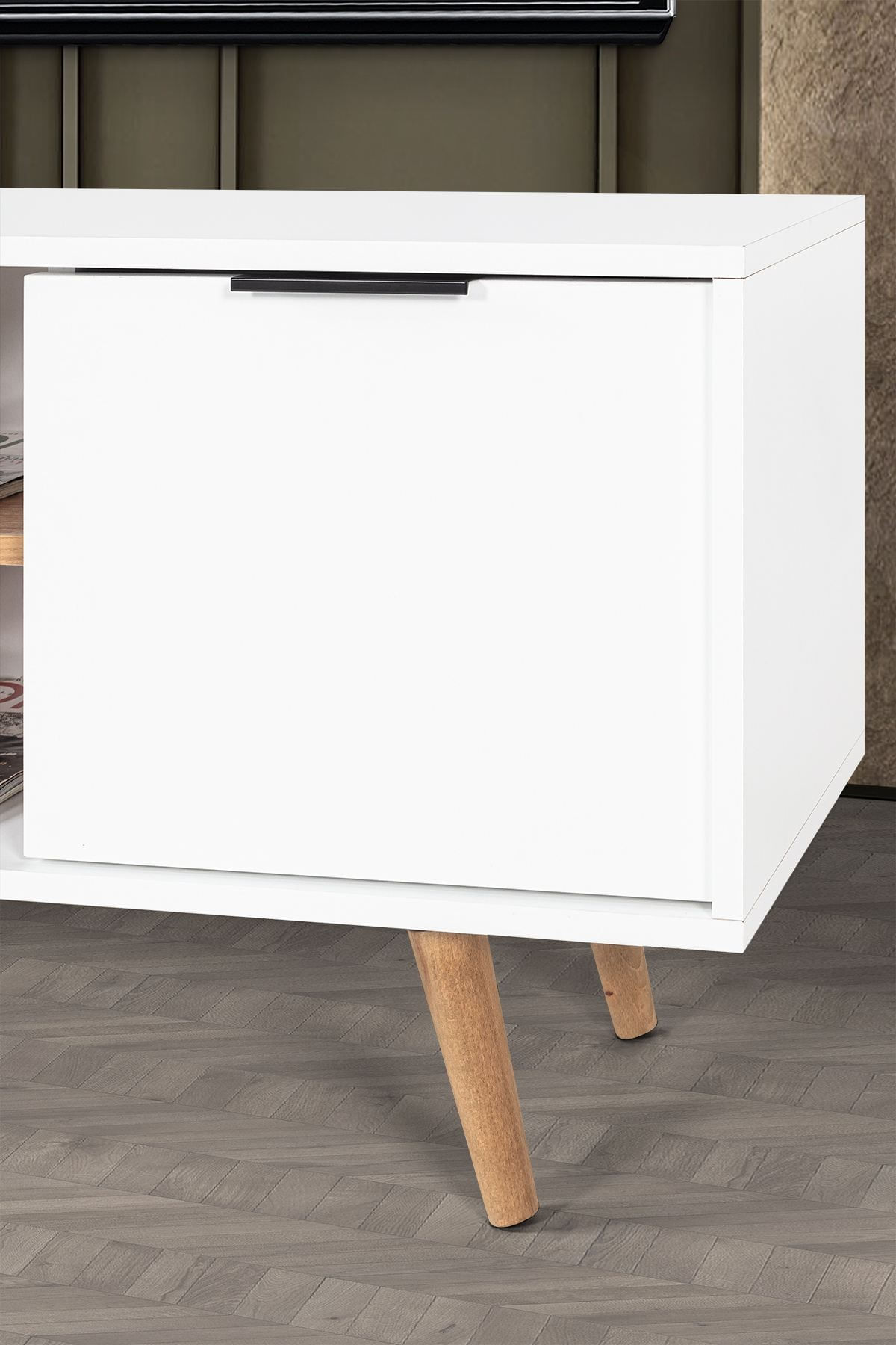 Comoda TV Sina 3618, 160 x 59 x 35 cm, alb nuc, PAL melaminat — imaginea 6