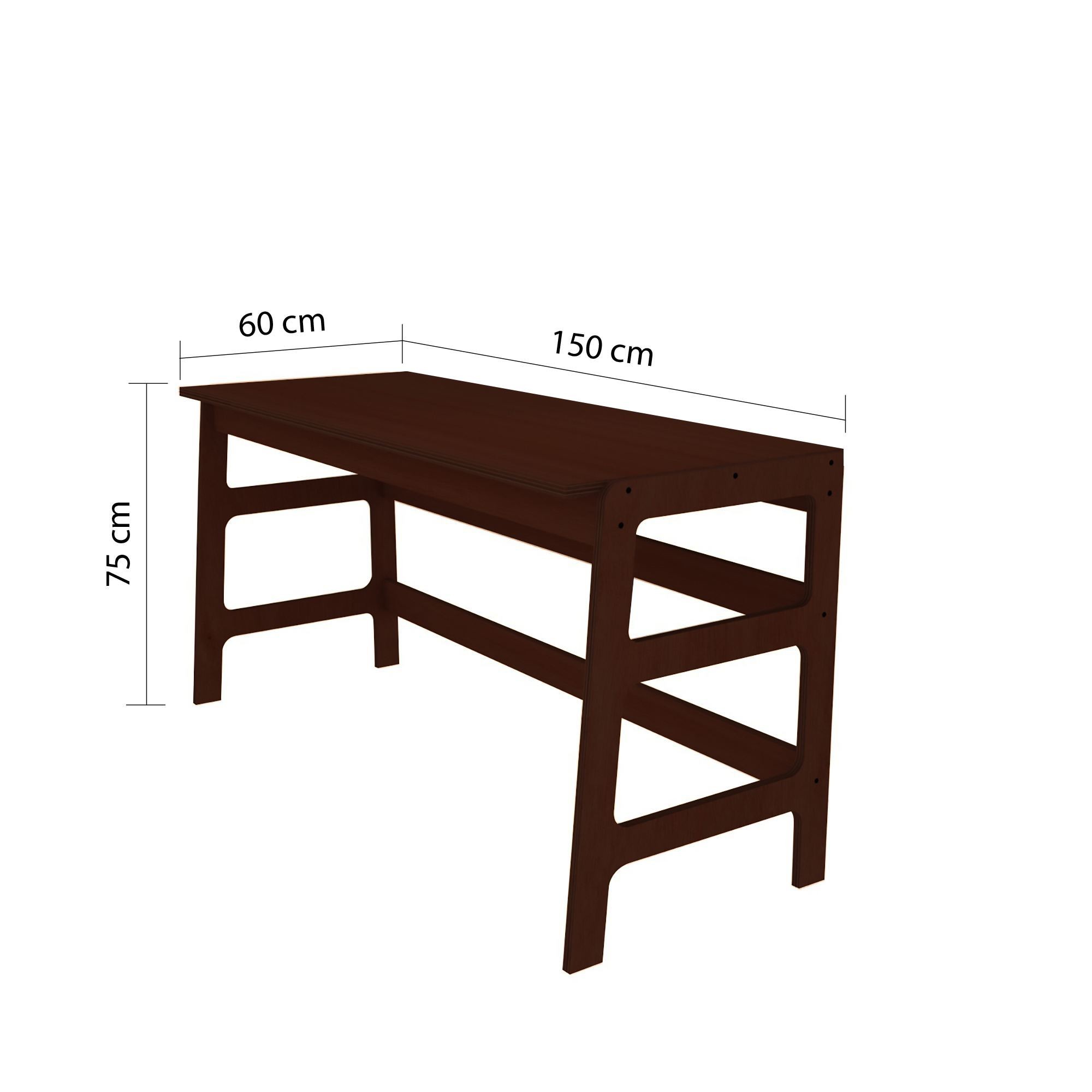 Birou cu biblioteca CPT4803-150, 55 x 192 x 27 cm, nuc, lemn, spatiu de depozitare, fixare pe perete — imaginea 2