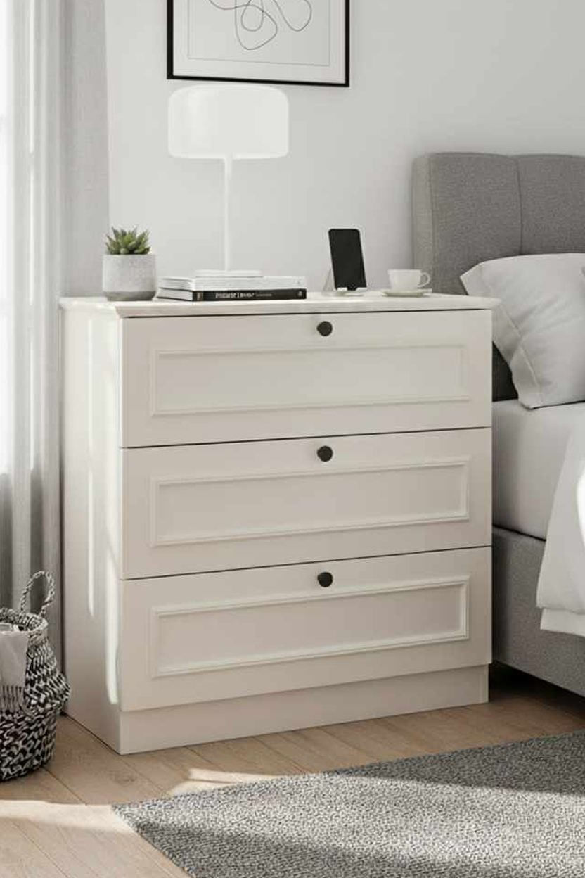 Comoda dormitor Mira, 78 x 78 x 43 cm, alb, PAL melaminat — imaginea 3