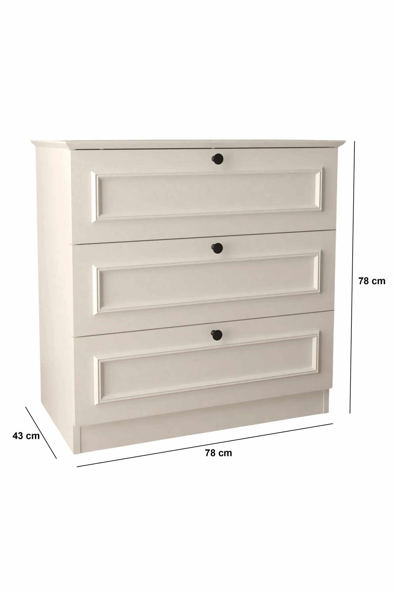 Comoda dormitor Mira, 78 x 78 x 43 cm, alb, PAL melaminat — imaginea 4