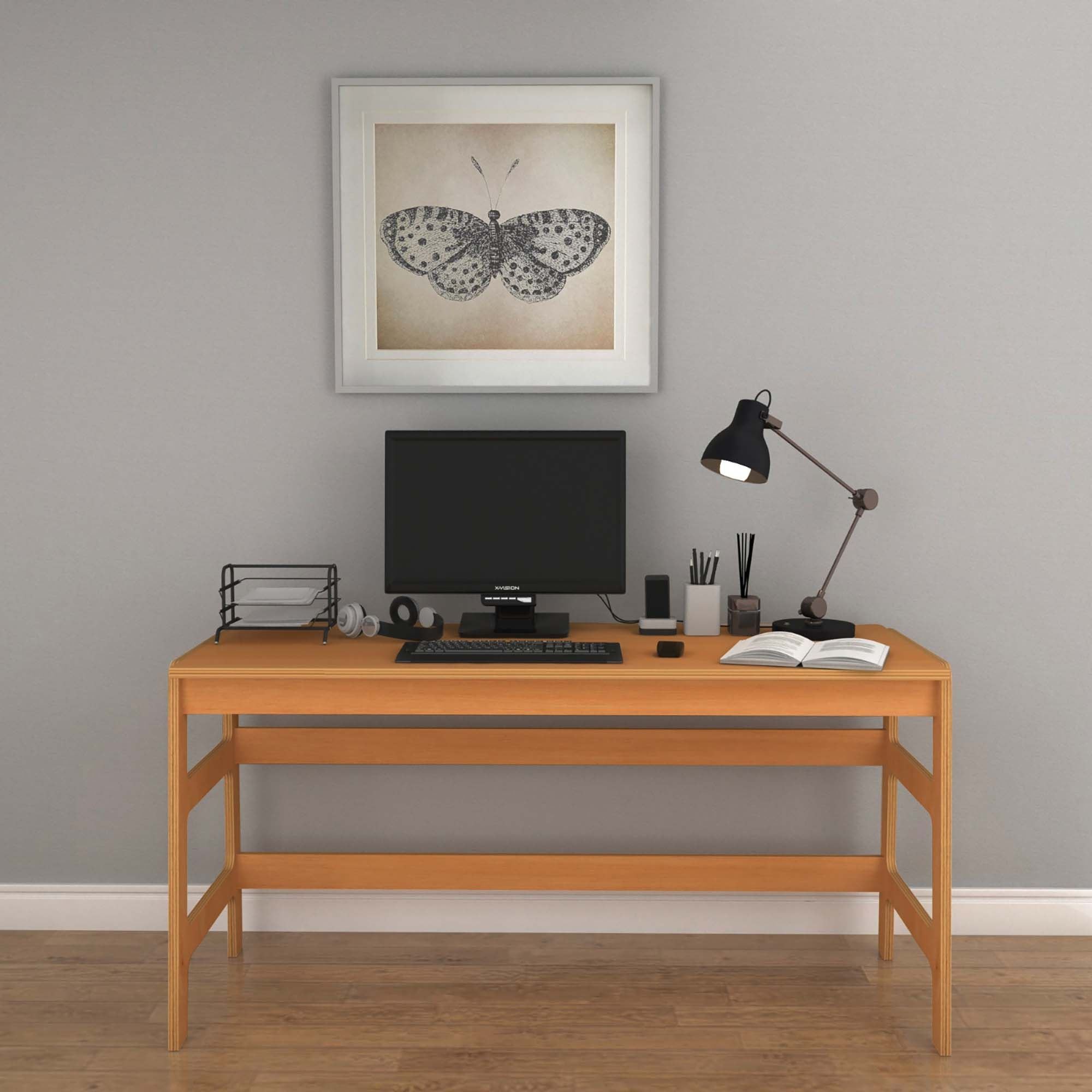 Birou cu biblioteca CPT4802-150, 55 x 192 x 27 cm, tec, lemn, spatiu de depozitare, fixare pe perete — imaginea 3