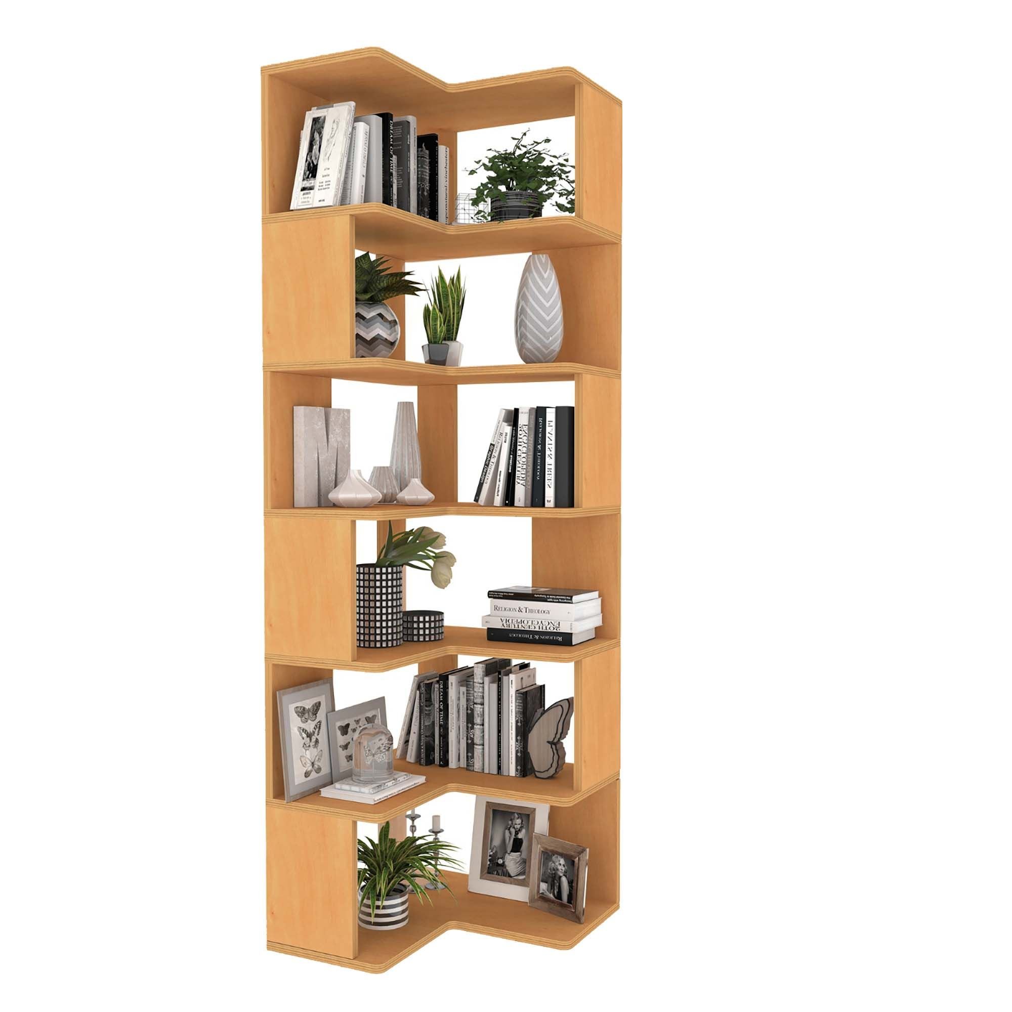 Birou cu biblioteca CPT4802-150, 55 x 192 x 27 cm, tec, lemn, spatiu de depozitare, fixare pe perete — imaginea 7