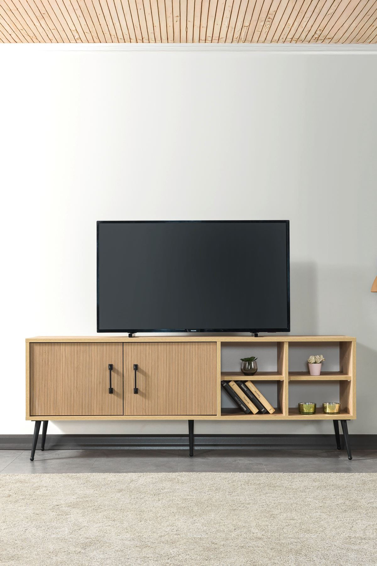 Comoda TV Şile 3610, 160 x 60 x 35 cm, stejar safir, PAL melaminat — imaginea 3