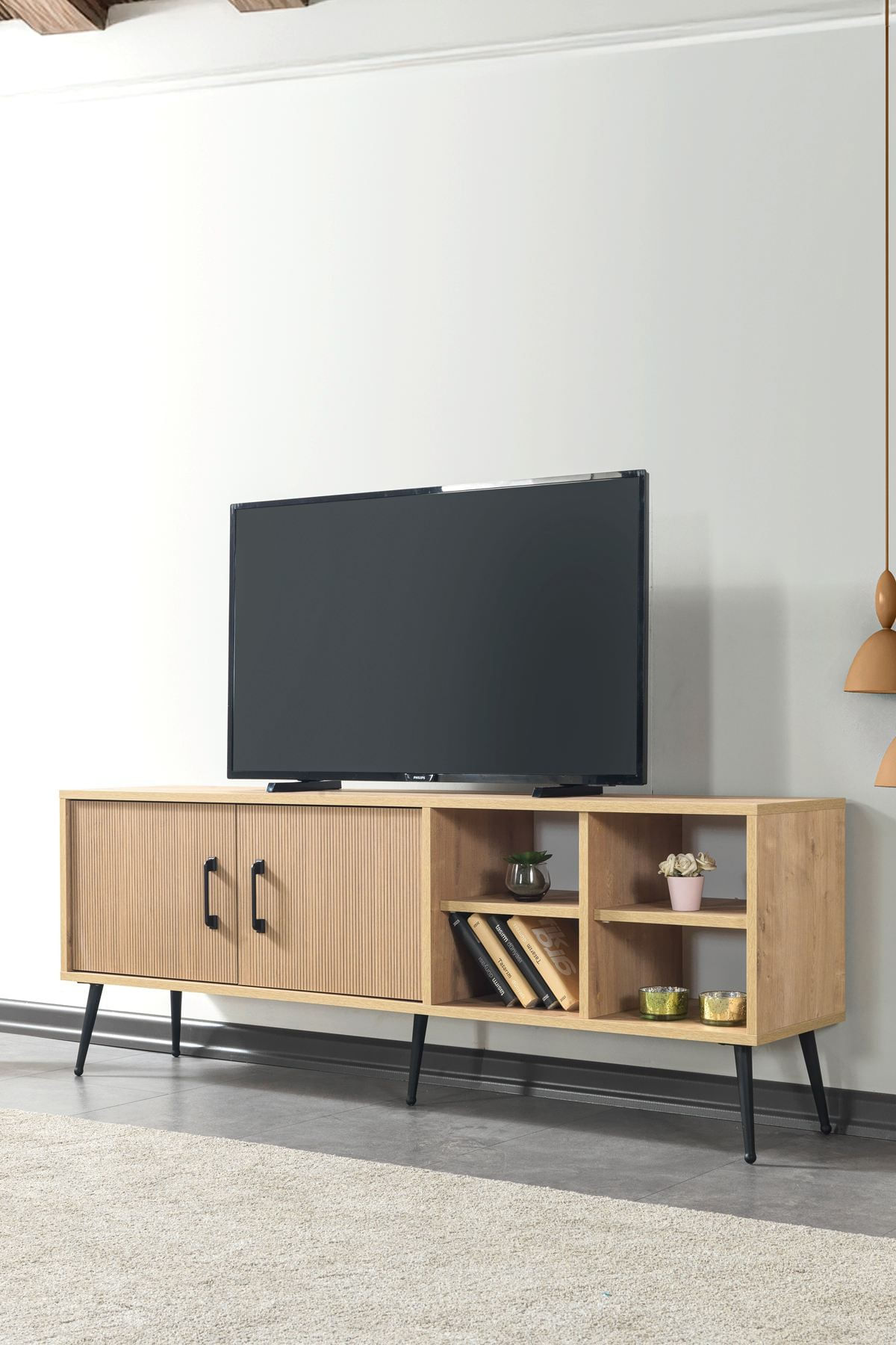 Comoda TV Şile 3610, 160 x 60 x 35 cm, stejar safir, PAL melaminat — imaginea 4