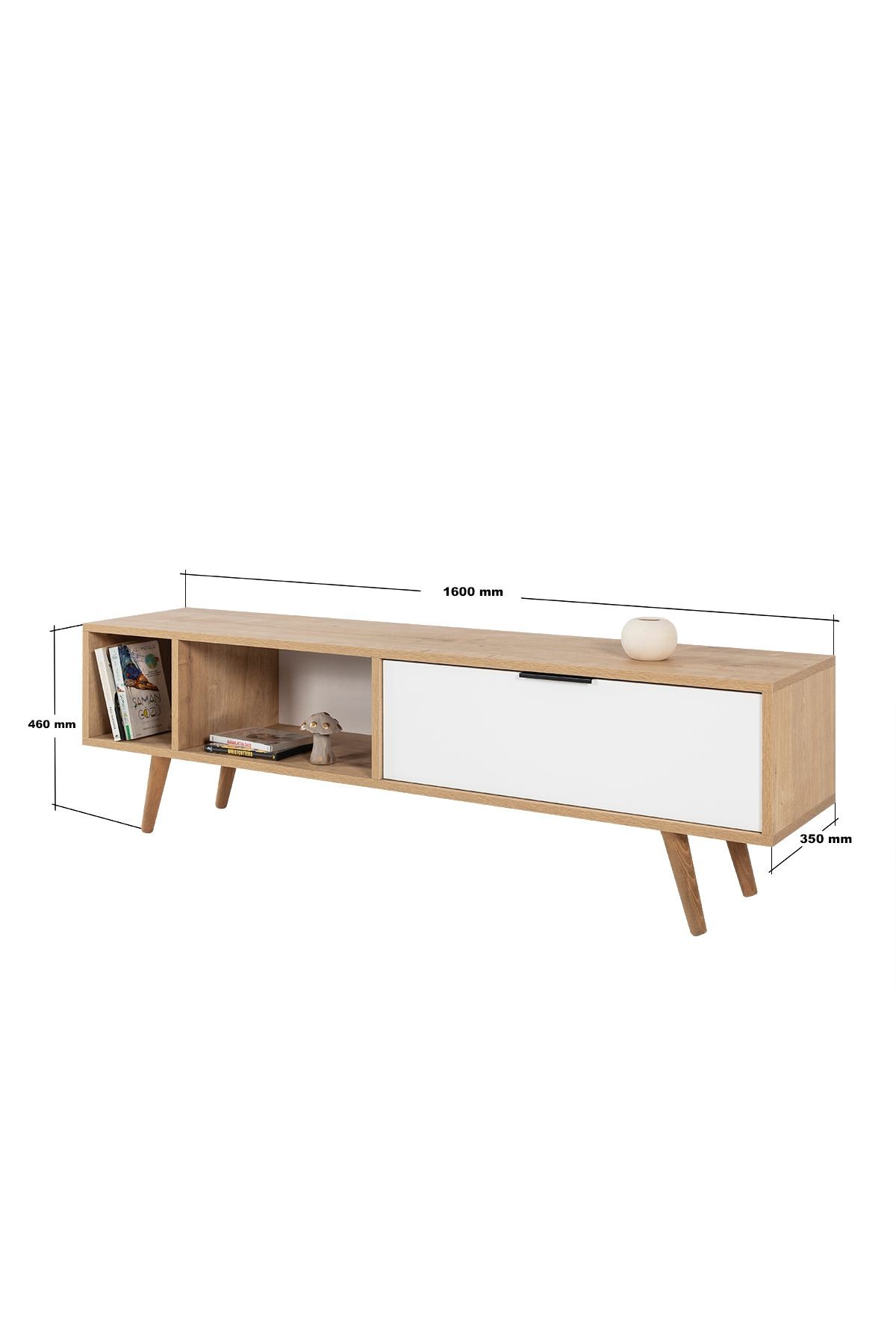 Comoda TV Venüs 3640, 160 x 46 x 35 cm, stejar safir alb, PAL melaminat — imaginea 5