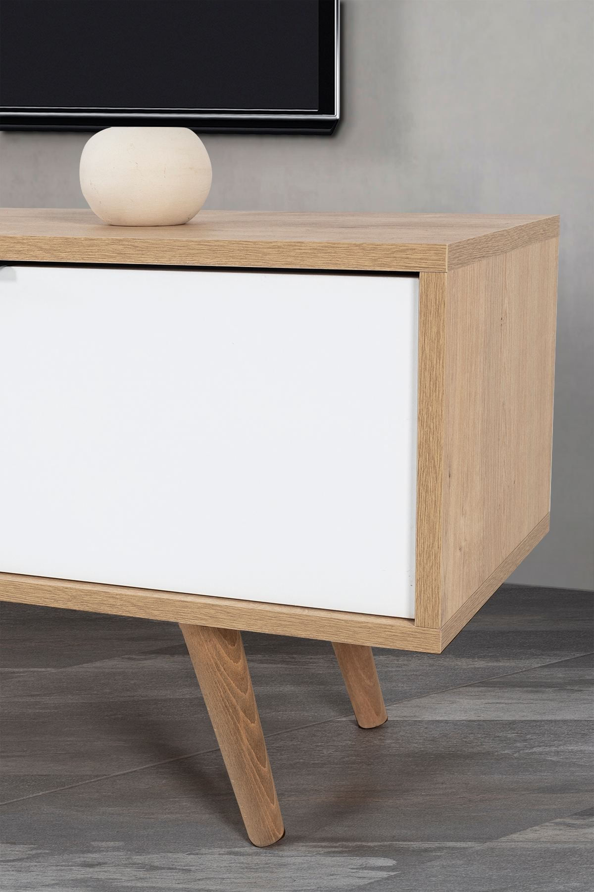 Comoda TV Venüs 3640, 160 x 46 x 35 cm, stejar safir alb, PAL melaminat — imaginea 6