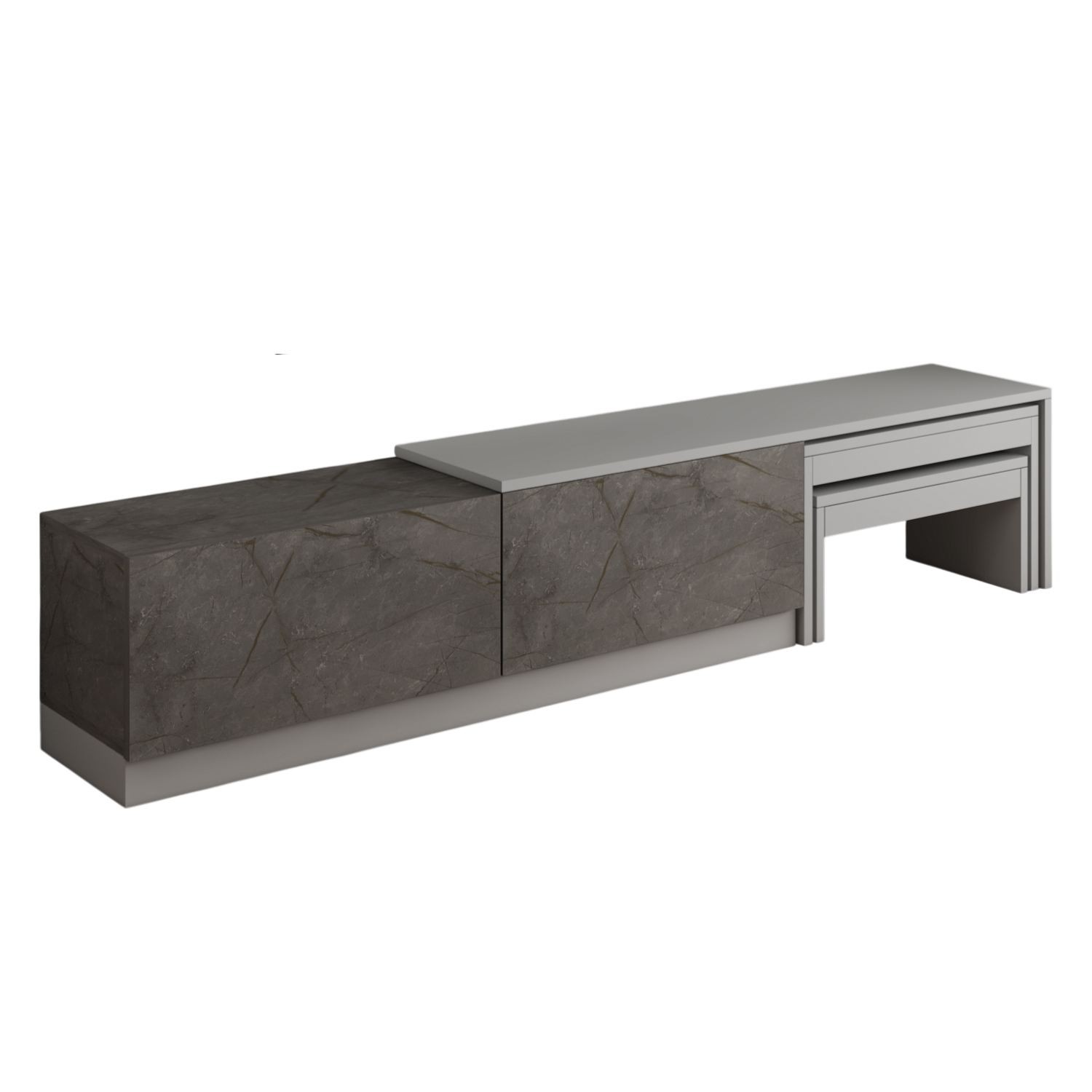 Comoda TV Nest, 180 x 36 x 30 cm, gordion marmura gri, PAL melaminat, fixare pe perete, gordion marble / gri — imaginea 4
