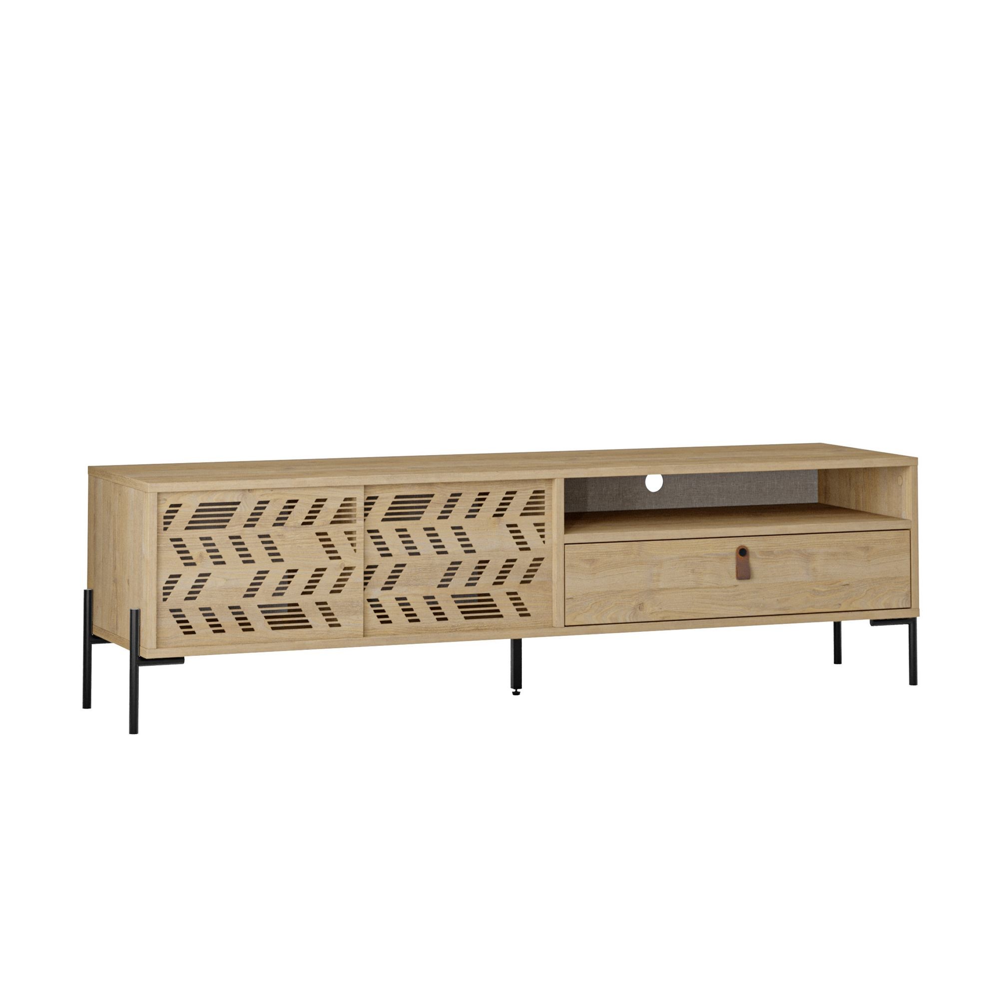 Comoda TV Dıonysos, 170 x 48, 6 x 45 cm, PAL melaminat, fixare pe perete, capacitate 50 kg, safir stejar — imaginea 2