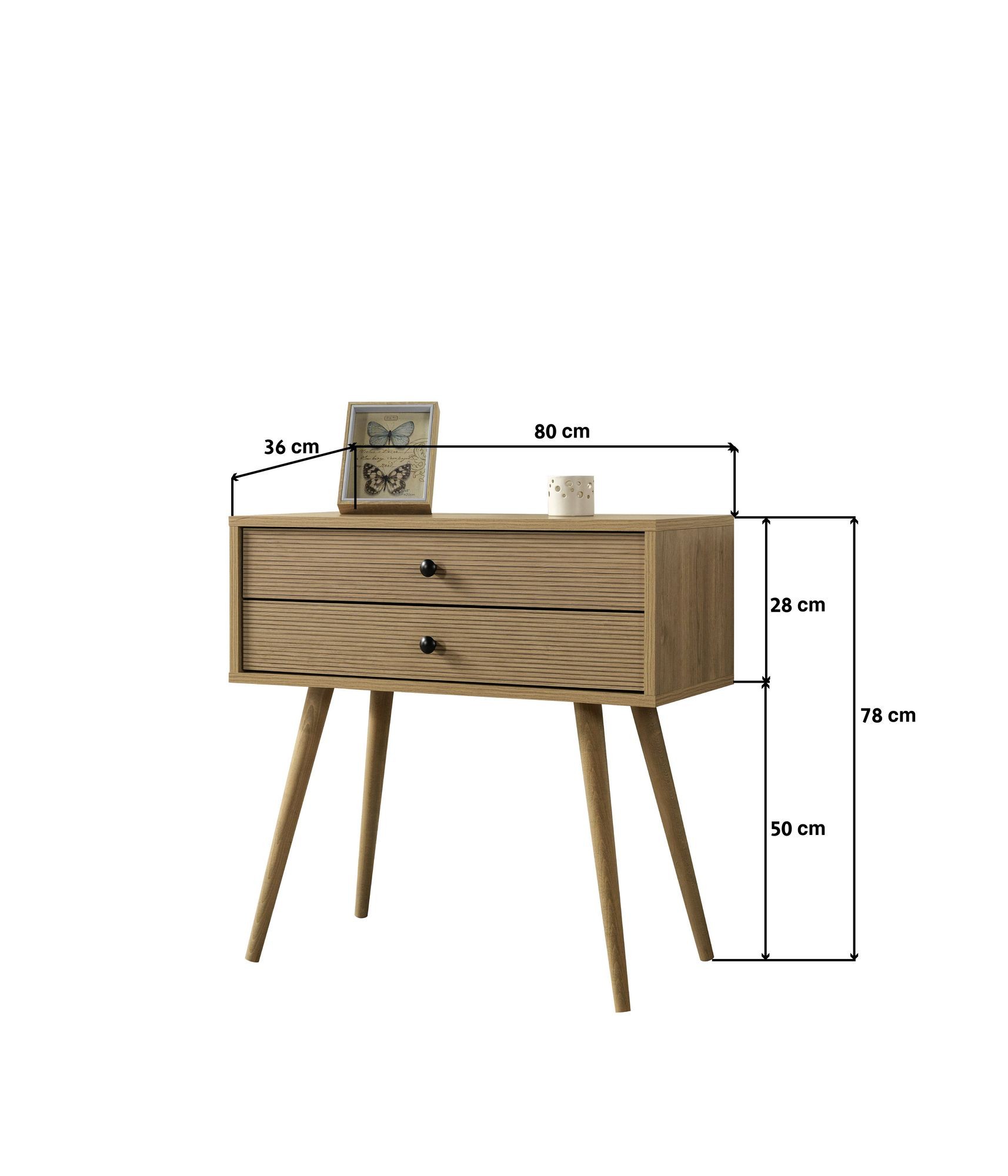 Comoda dormitor Vita 5208, 80 x 78 x 36 cm, stejar, PAL melaminat — imaginea 6
