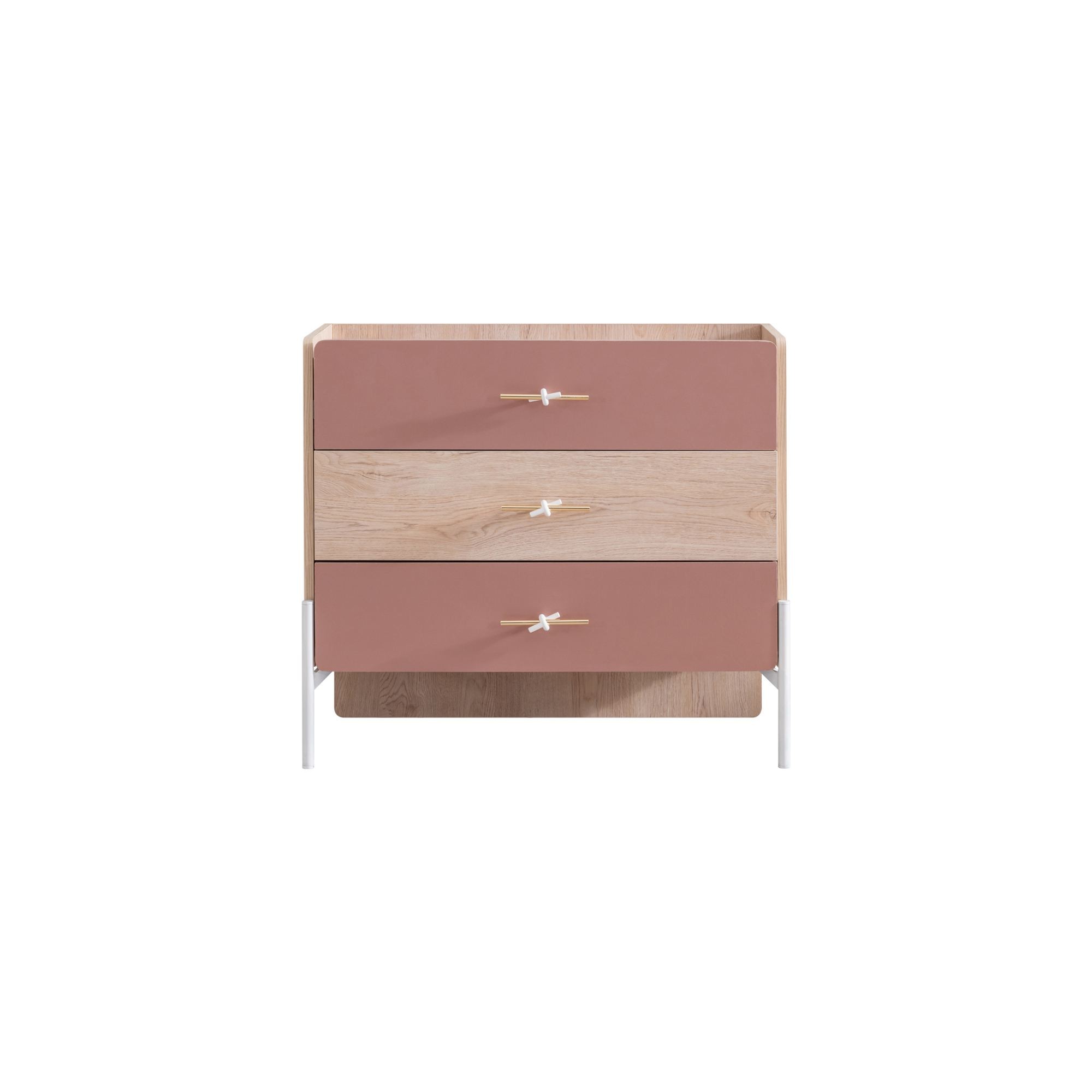 Comoda dormitor Rosetta, 89 x 79 x 42 cm, maro roz, PAL melaminat, spatiu de depozitare, fixare pe perete — imaginea 2
