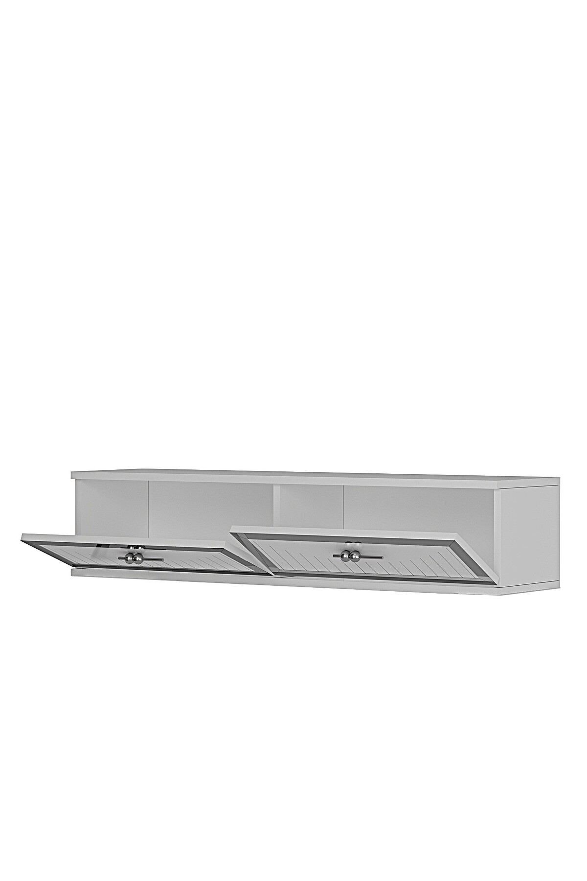 Comoda dormitor Tuna 120, 120 x 25, 5 x 29, 6 cm, alb argintiu, PAL melaminat, oglinda inclusa, fixare pe perete, alb / silver — imaginea 5