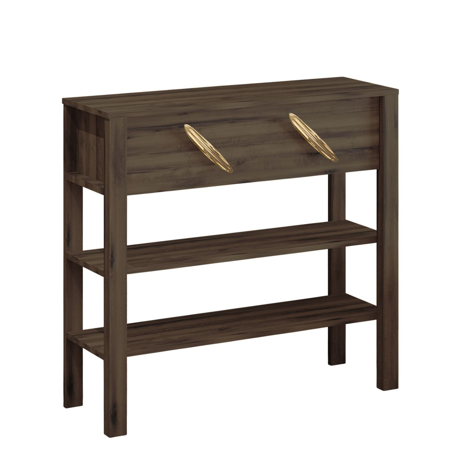 Comoda dormitor Henric, 90 x 85 x 30 cm, nuc antichizat, PAL melaminat, fixare pe perete, antique nuc — imaginea 2