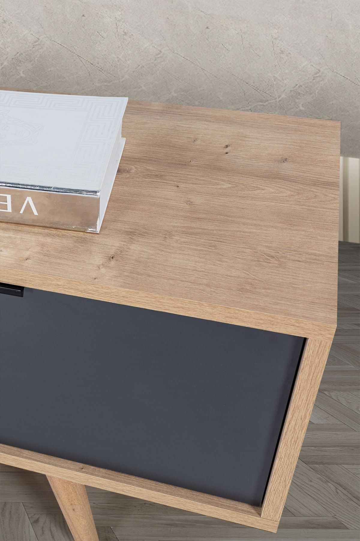 Comoda TV Venüs 3341, 130 x 46 x 35 cm, stejar safir antracit, PAL melaminat — imaginea 2