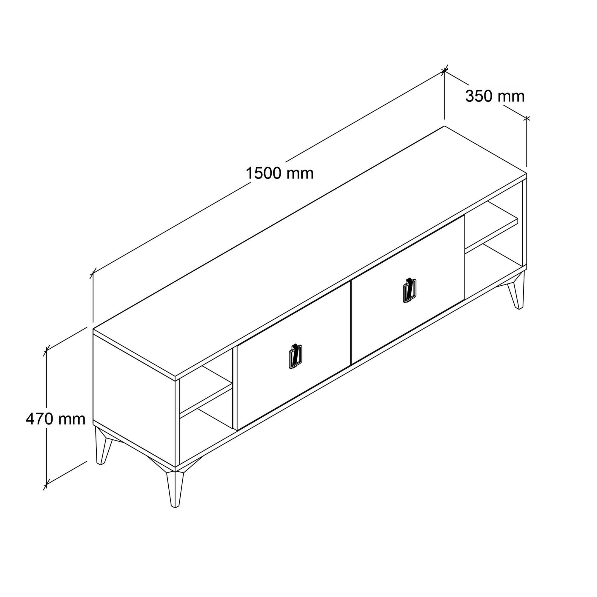Comoda TV Deren 3507, 150 x 47 x 35 cm, stejar safir, PAL melaminat — imaginea 2