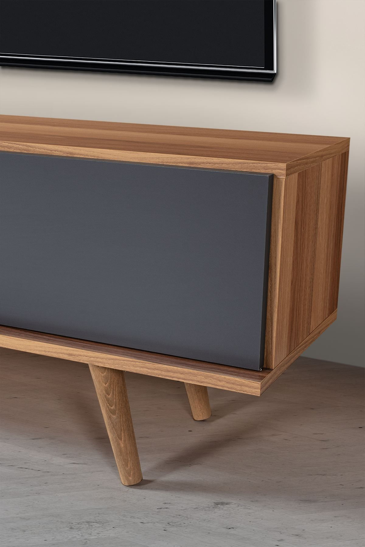 Comoda TV Ela 3331, 130 x 47 x 35 cm, nuc antracit, PAL melaminat — imaginea 5