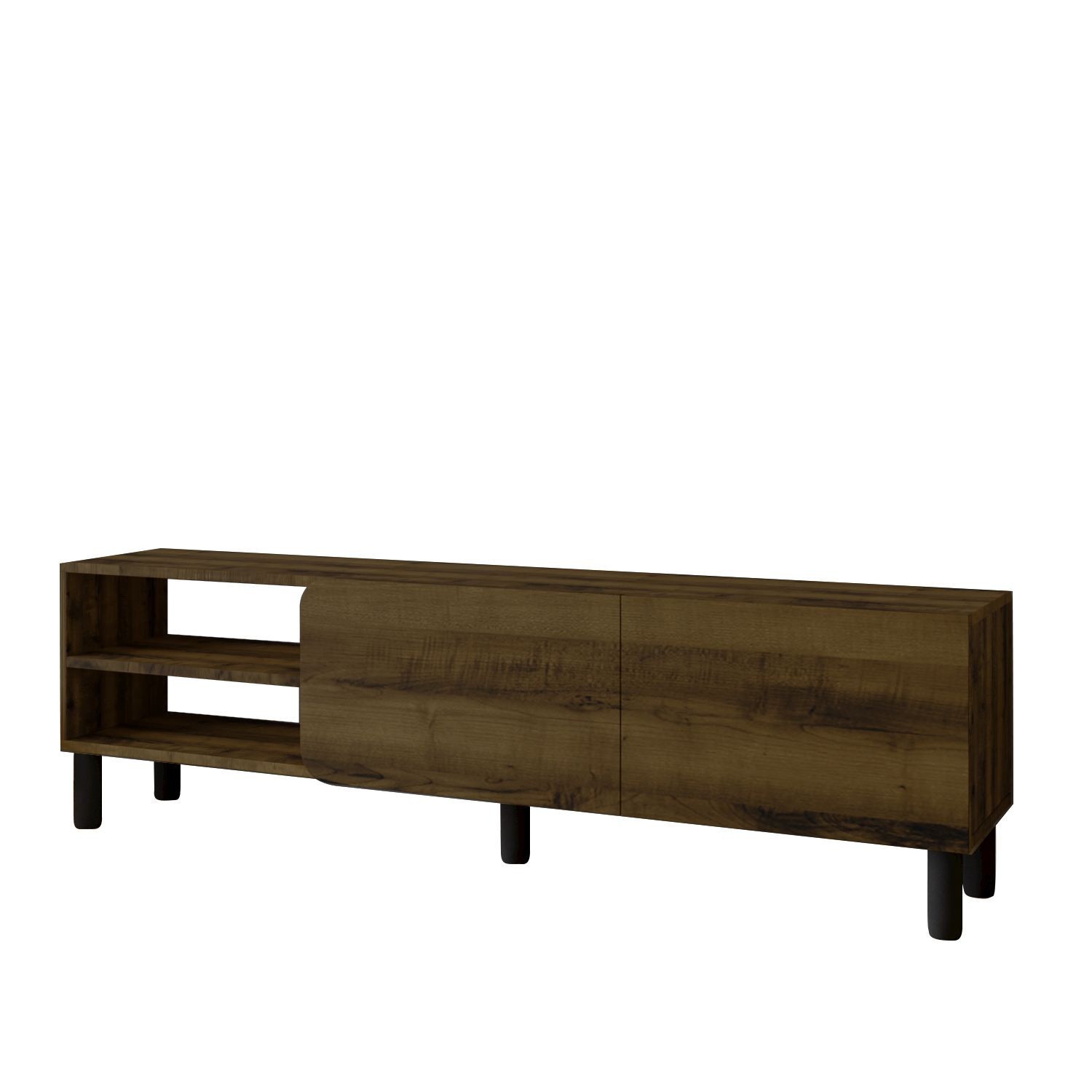 Comoda TV River, 150 x 48, 2 x 31, 4 cm, nuc antichizat, PAL melaminat, fixare pe perete, antique nuc — imaginea 4