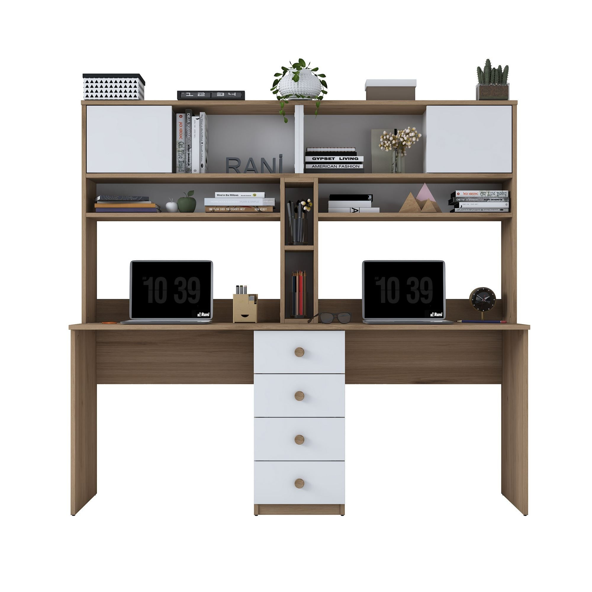 Birou HA130, 180 x 166,3 x 50 cm, nuc alb, PAL — imaginea 2