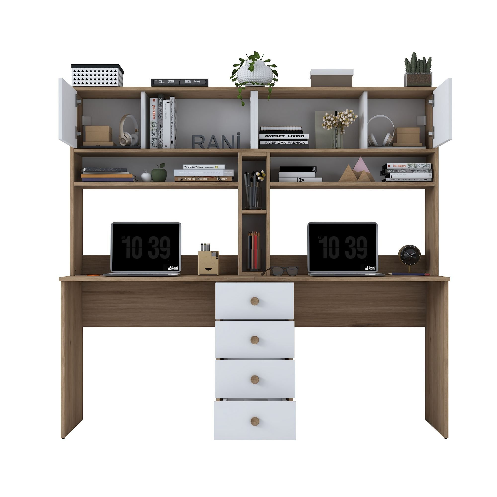 Birou HA130, 180 x 166,3 x 50 cm, nuc alb, PAL — imaginea 3