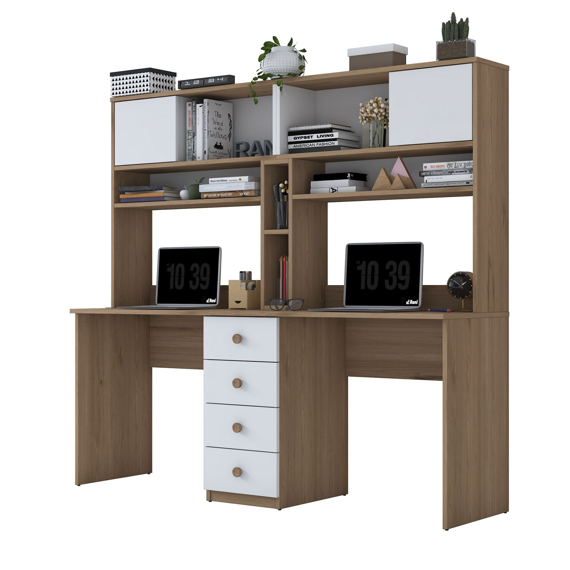 Birou HA130, 180 x 166,3 x 50 cm, nuc alb, PAL — imaginea 11