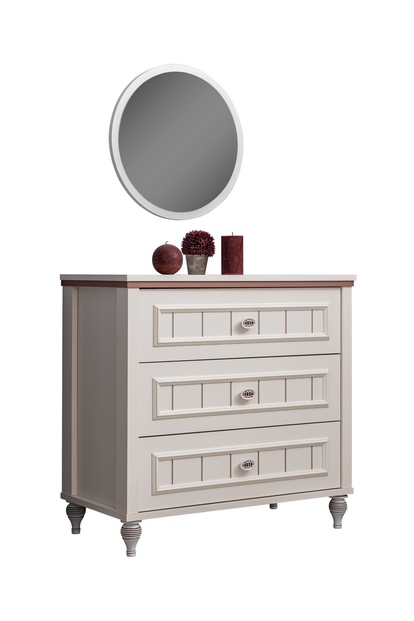 Comoda dormitor Ezgi, 82 x 79 x 42 cm, crem deschis, PAL melaminat, spatiu de depozitare, fixare pe perete — imaginea 3