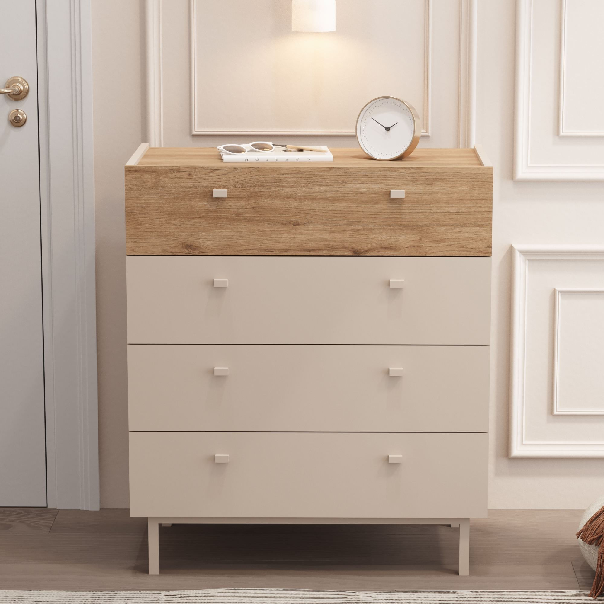 Comoda dormitor Luke - LK6-CS, 80 x 93,1 x 41,8 cm, sand stejar, PAL melaminat, spatiu de depozitare, fixare pe perete — imaginea 2