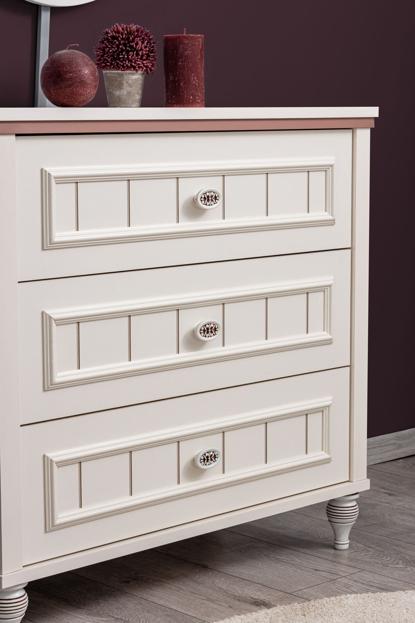Comoda dormitor Ezgi, 82 x 79 x 42 cm, crem deschis, PAL melaminat, spatiu de depozitare, fixare pe perete — imaginea 4