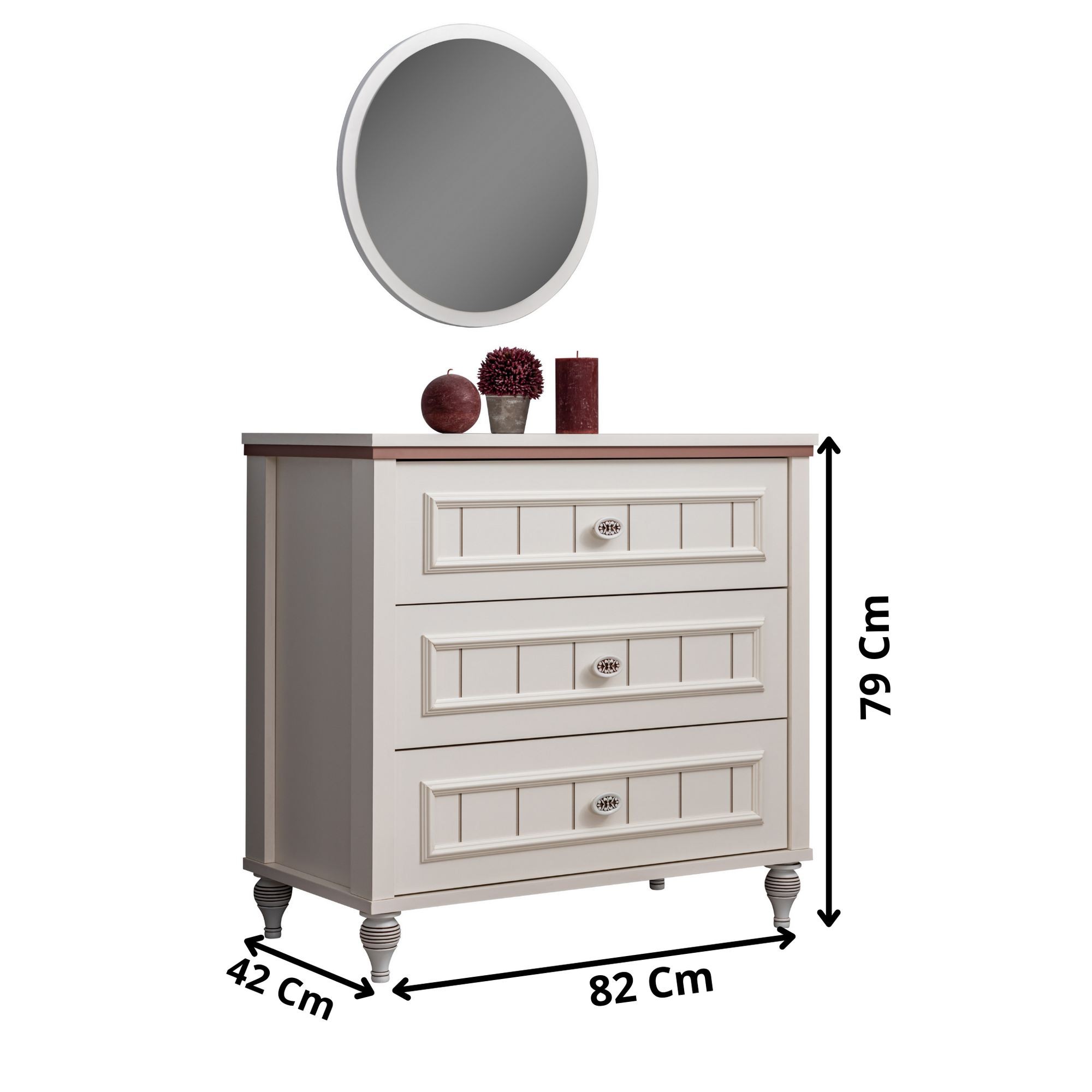 Comoda dormitor Ezgi, 82 x 79 x 42 cm, crem deschis, PAL melaminat, spatiu de depozitare, fixare pe perete — imaginea 7