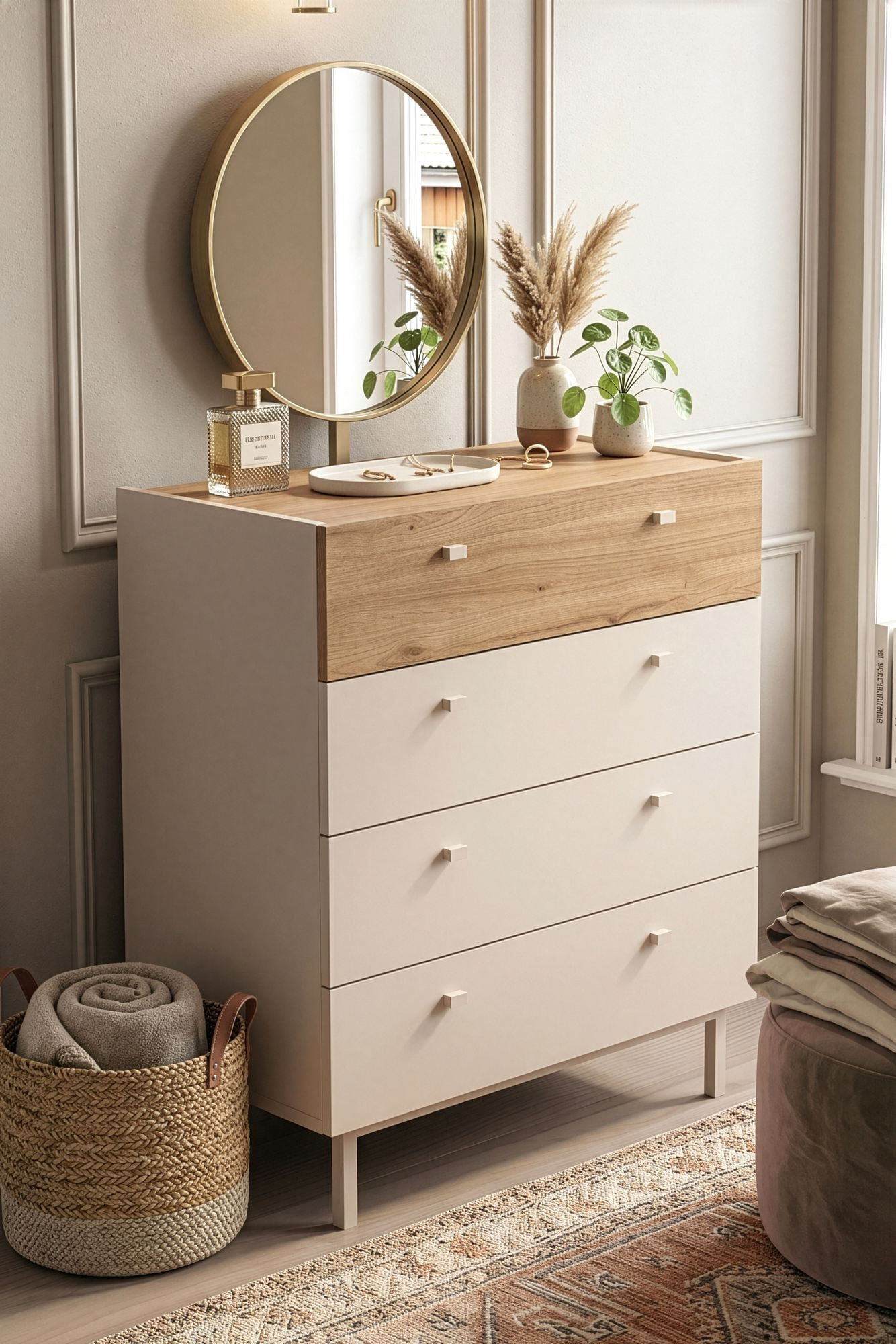 Comoda dormitor Luke - LK6-CS, 80 x 93,1 x 41,8 cm, sand stejar, PAL melaminat, spatiu de depozitare, fixare pe perete — imaginea 5