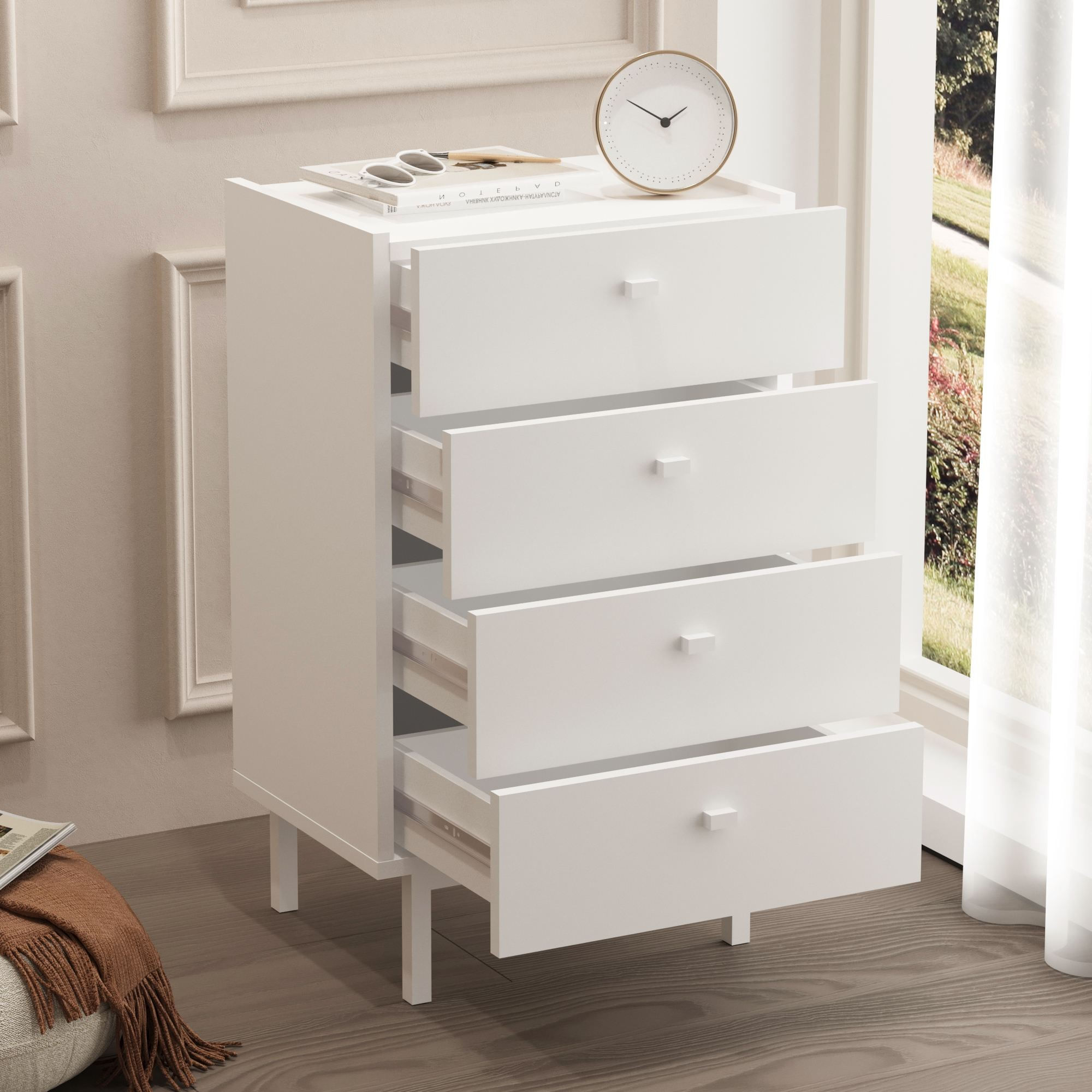Comoda dormitor Luke - LK3-W, 47,9 x 80,1 x 36,8 cm, alb, PAL melaminat, spatiu de depozitare, fixare pe perete — imaginea 3