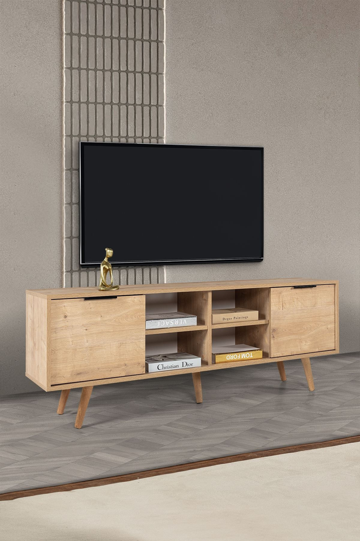 Comoda TV Sina 3622, 160 x 59 x 35 cm, stejar safir, PAL melaminat — imaginea 2