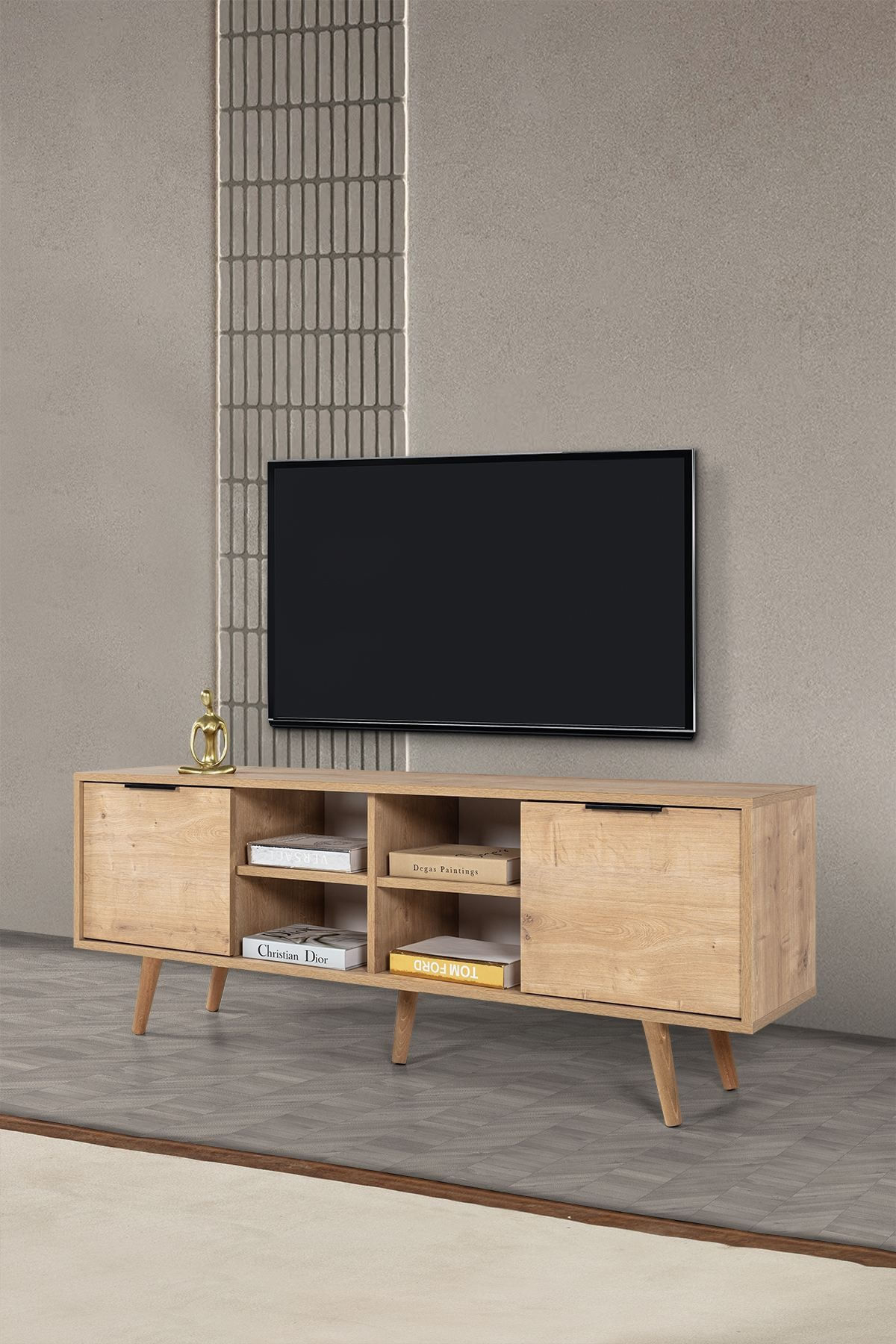 Comoda TV Sina 3622, 160 x 59 x 35 cm, stejar safir, PAL melaminat — imaginea 3