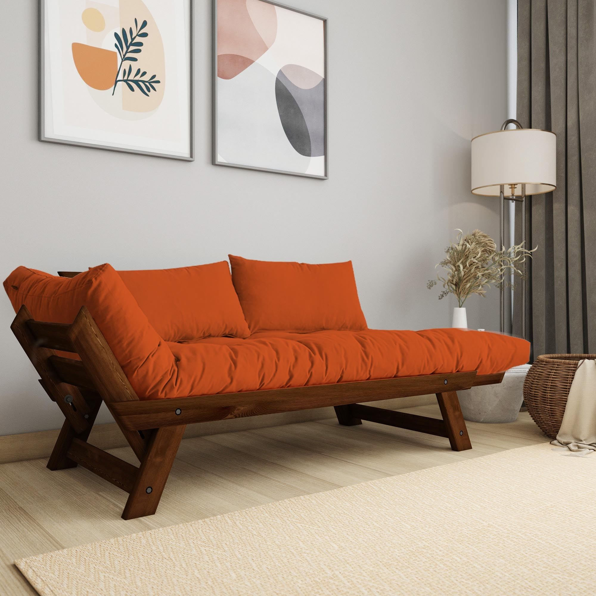 Canapea CPT8173-210, nuc portocaliu, lemn, design modern — imaginea 2