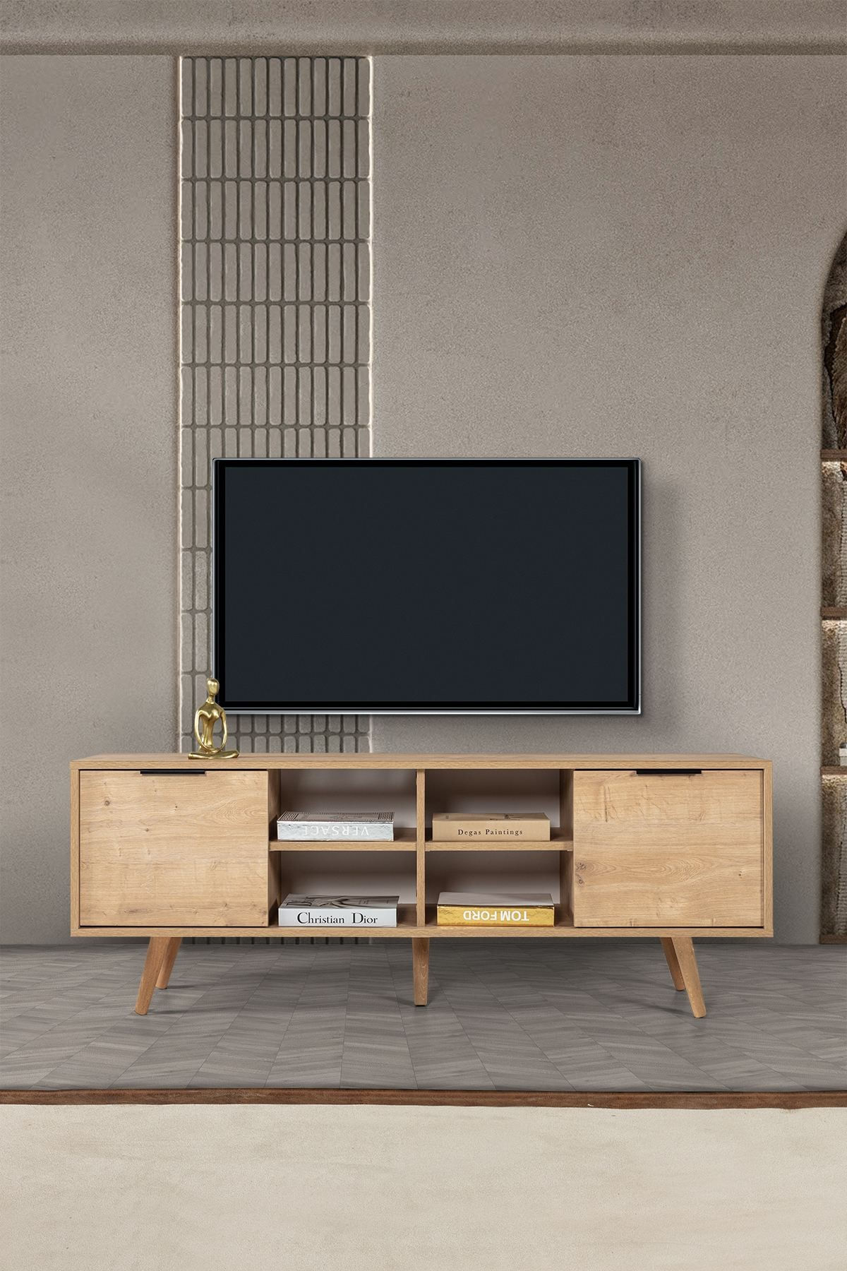 Comoda TV Sina 3622, 160 x 59 x 35 cm, stejar safir, PAL melaminat — imaginea 4