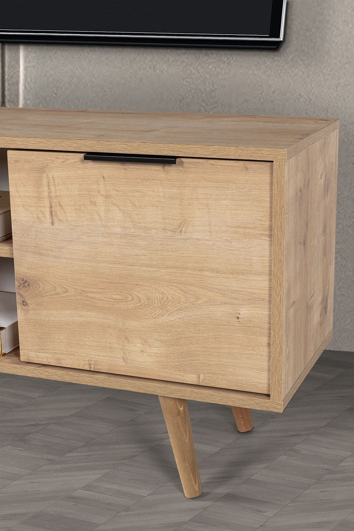 Comoda TV Sina 3622, 160 x 59 x 35 cm, stejar safir, PAL melaminat — imaginea 6