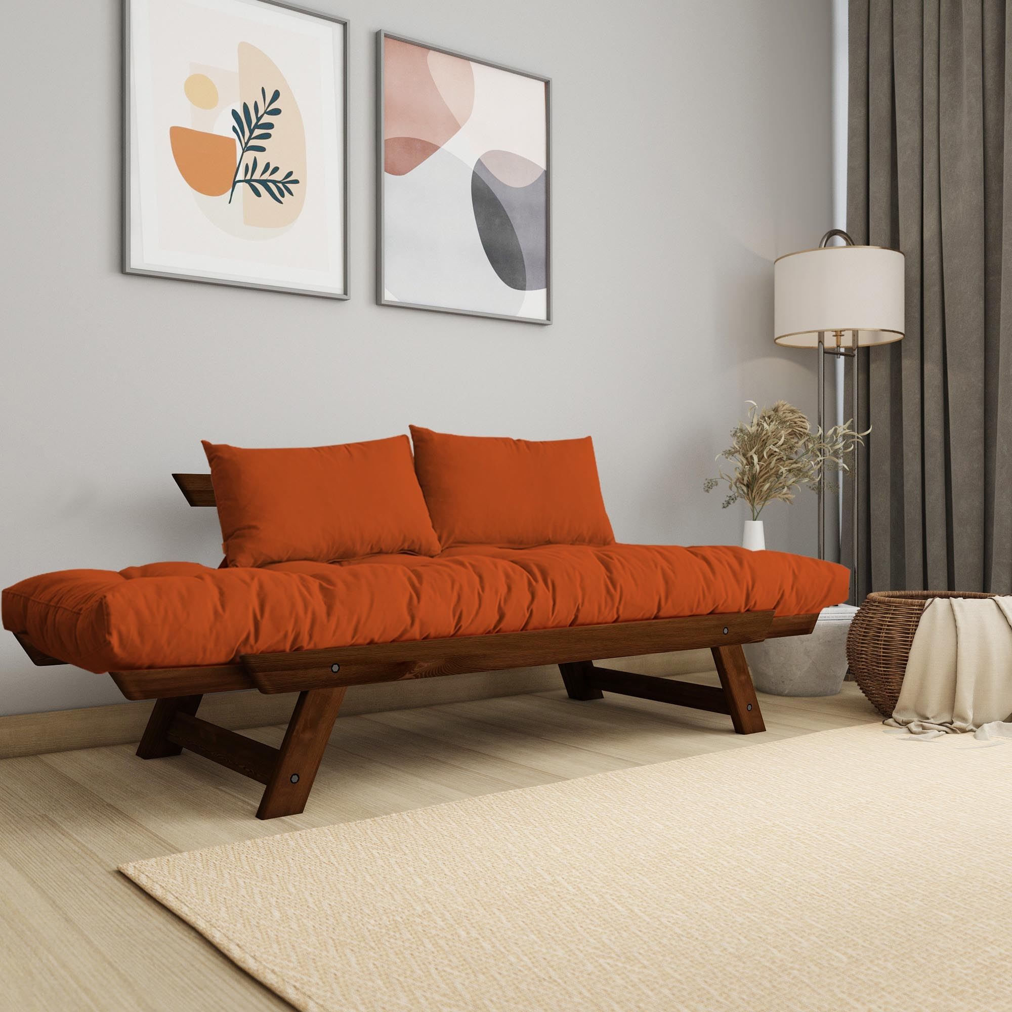 Canapea CPT8173-210, nuc portocaliu, lemn, design modern — imaginea 4