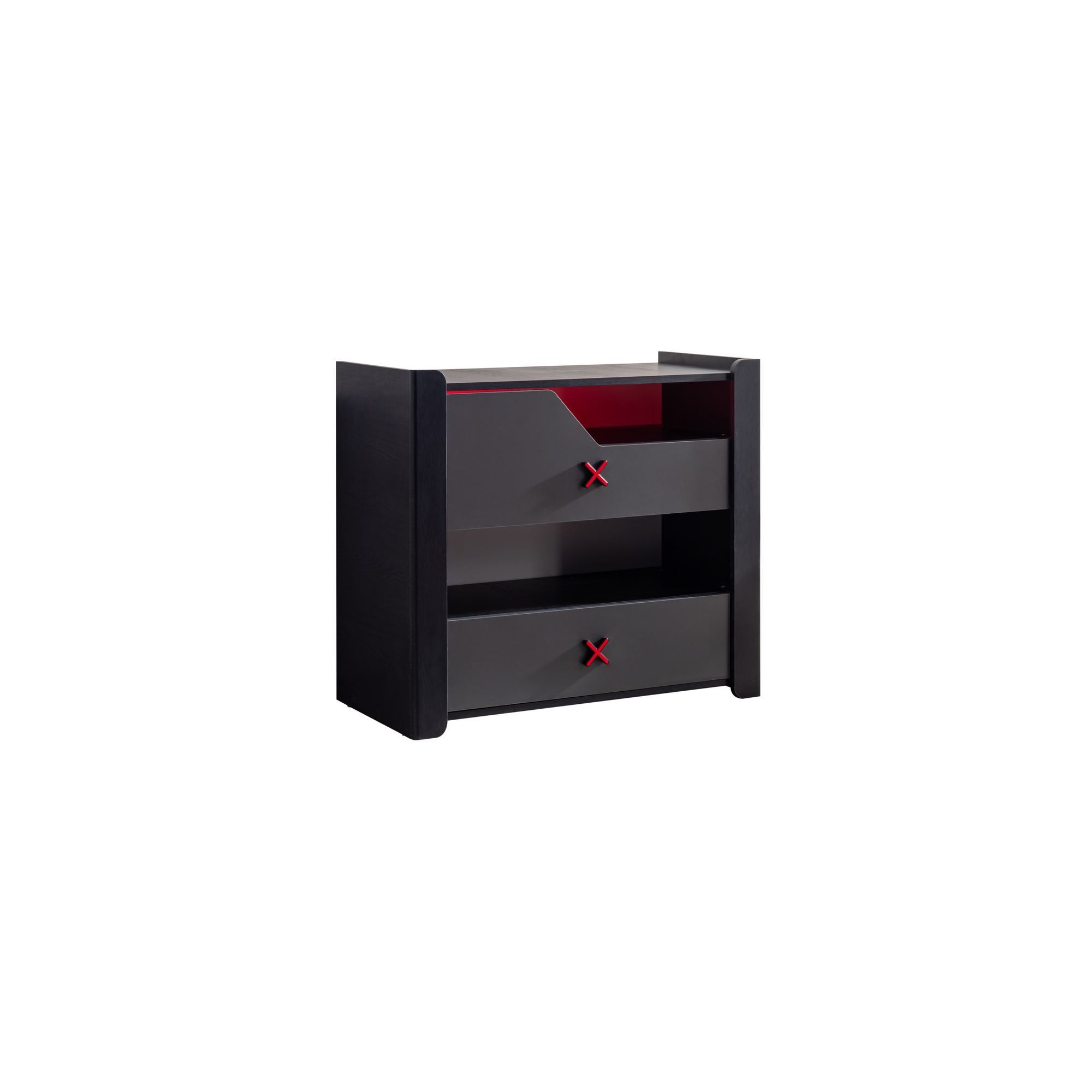 Comoda dormitor Gaming Zone, 90 x 80 x 45 cm, antracit, PAL melaminat, spatiu de depozitare, fixare pe perete — imaginea 2