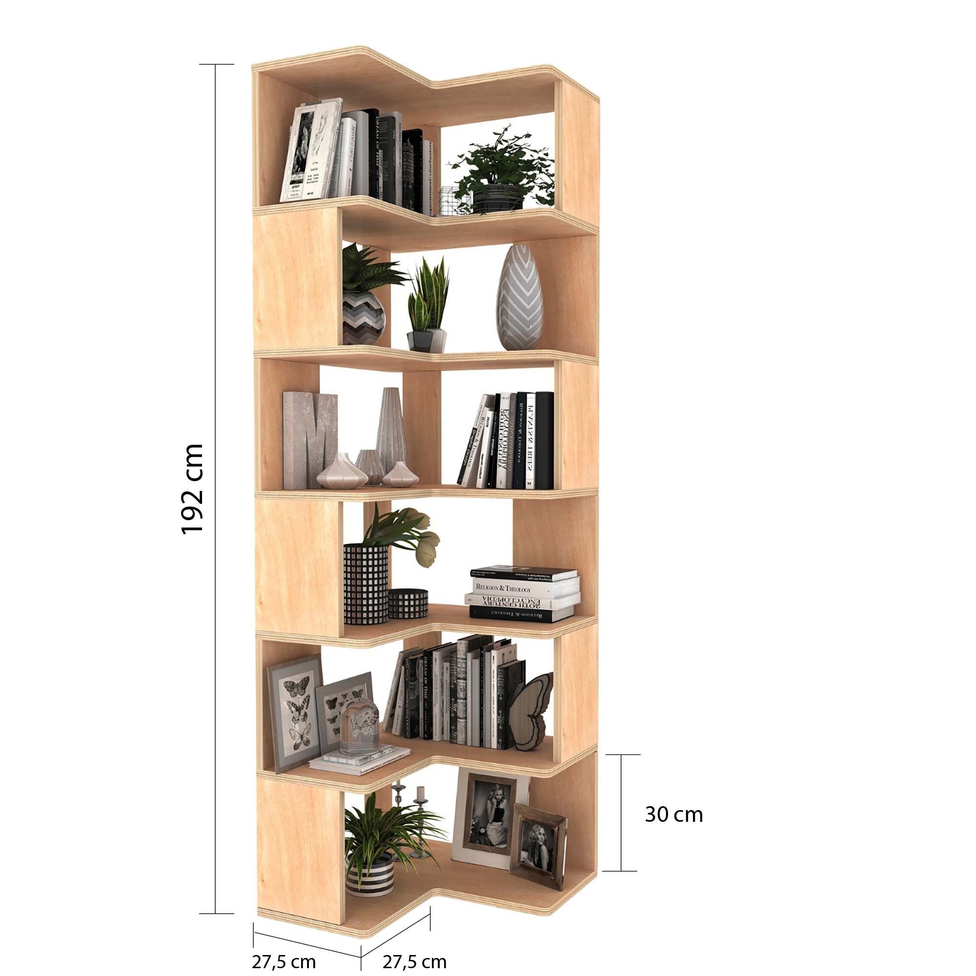 Birou cu biblioteca CPT4801-150, 55 x 192 x 27 cm, natural, lemn, spatiu de depozitare, fixare pe perete — imaginea 2