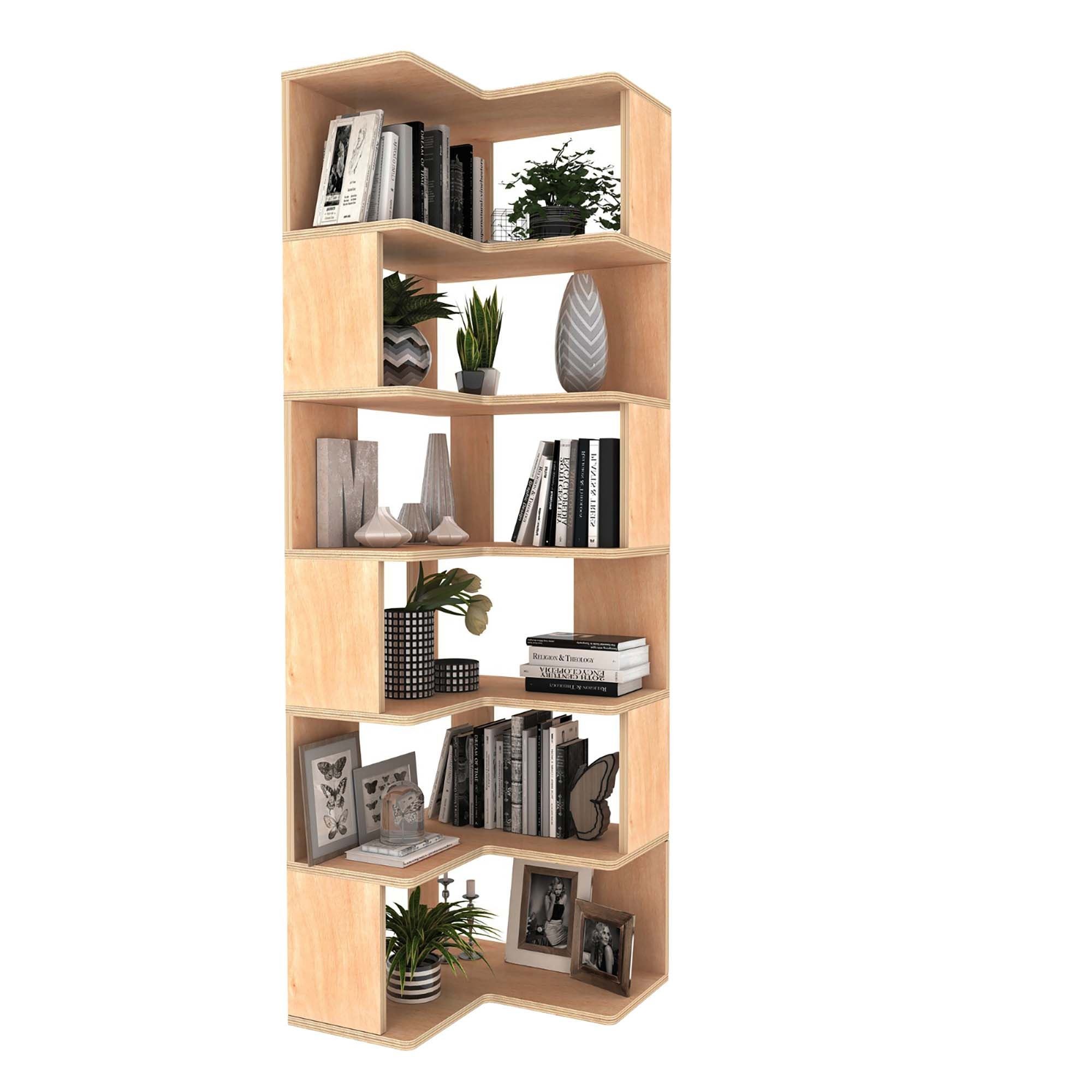 Birou cu biblioteca CPT4801-150, 55 x 192 x 27 cm, natural, lemn, spatiu de depozitare, fixare pe perete — imaginea 3