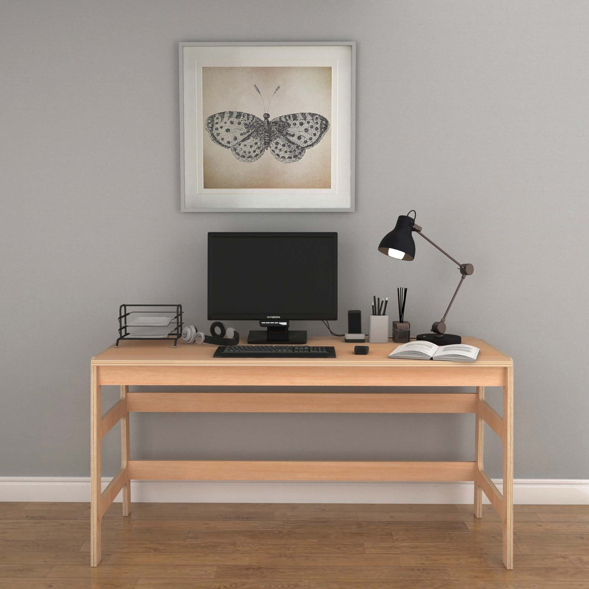 Birou cu biblioteca CPT4801-150, 55 x 192 x 27 cm, natural, lemn, spatiu de depozitare, fixare pe perete — imaginea 4
