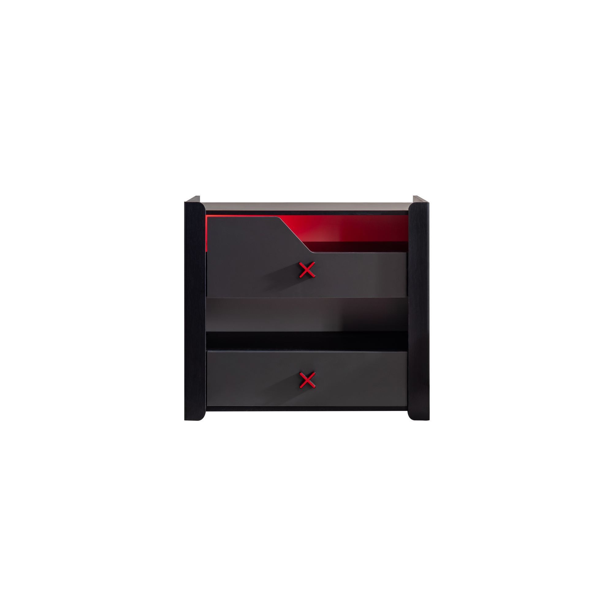 Comoda dormitor Gaming Zone, 90 x 80 x 45 cm, antracit, PAL melaminat, spatiu de depozitare, fixare pe perete — imaginea 4