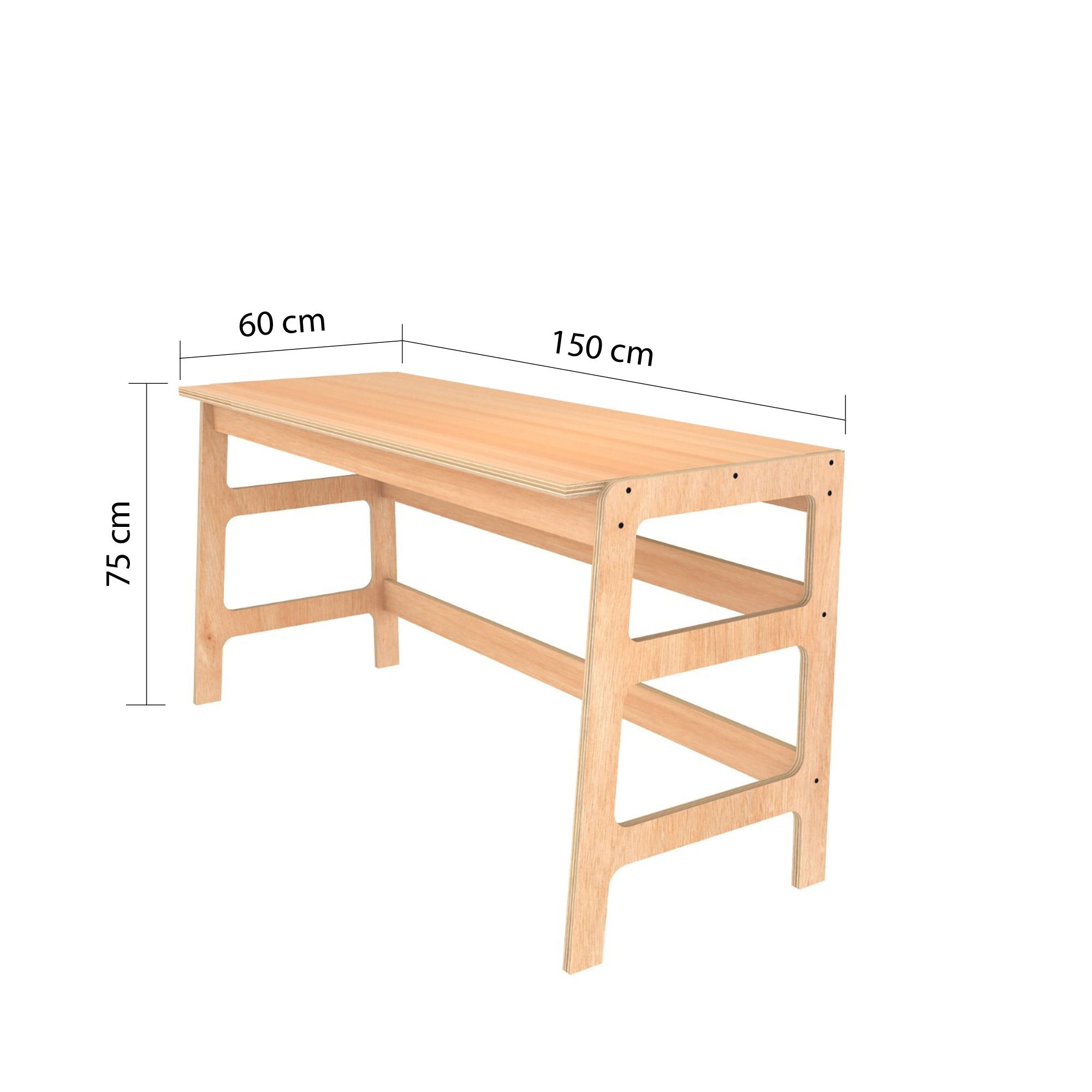 Birou cu biblioteca CPT4801-150, 55 x 192 x 27 cm, natural, lemn, spatiu de depozitare, fixare pe perete — imaginea 7