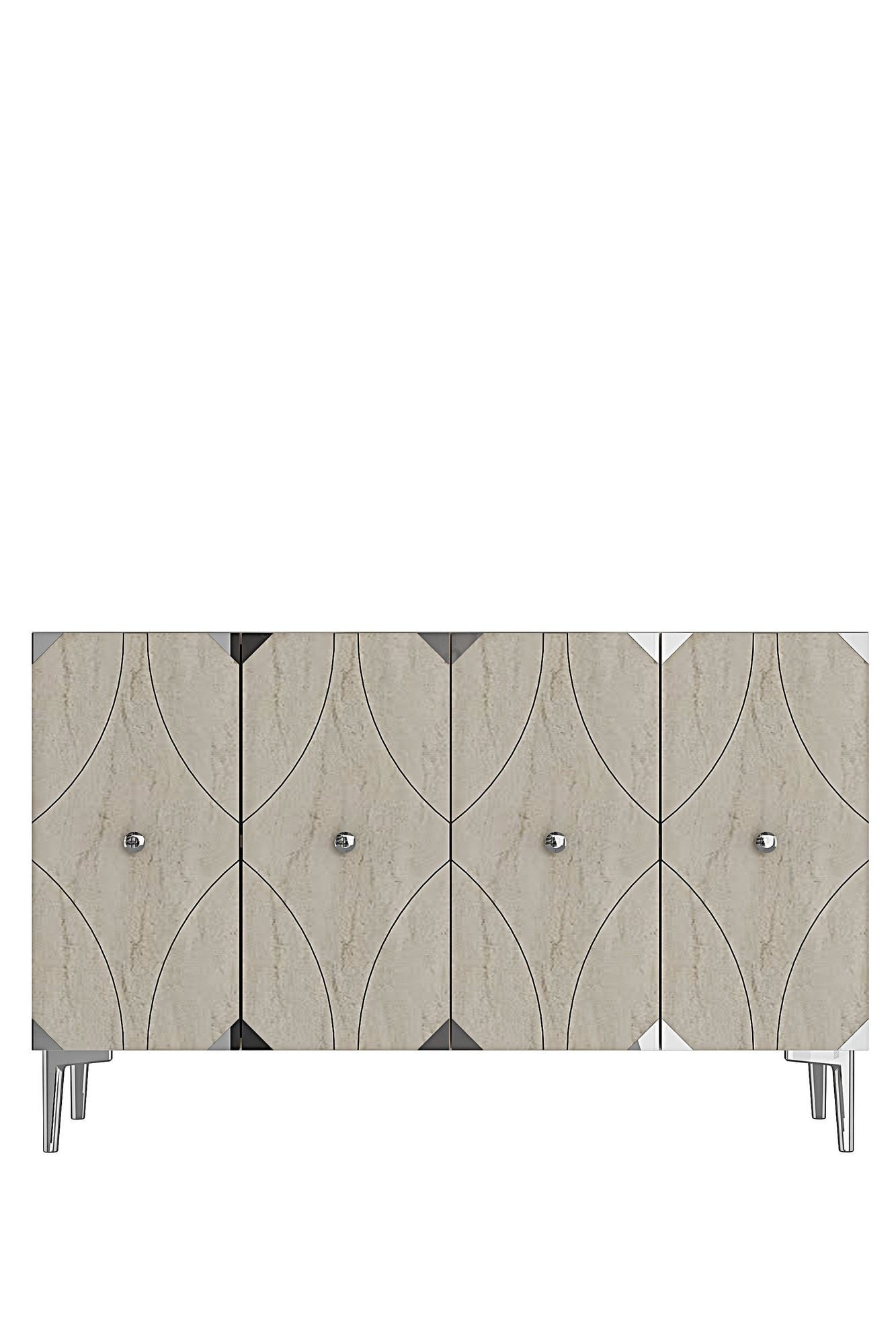 Consola Alfa 120, 120 x 75 x 32 cm, alb travertin argintiu, PAL melaminat, spatiu de depozitare, alb / travertin / silver — imaginea 5