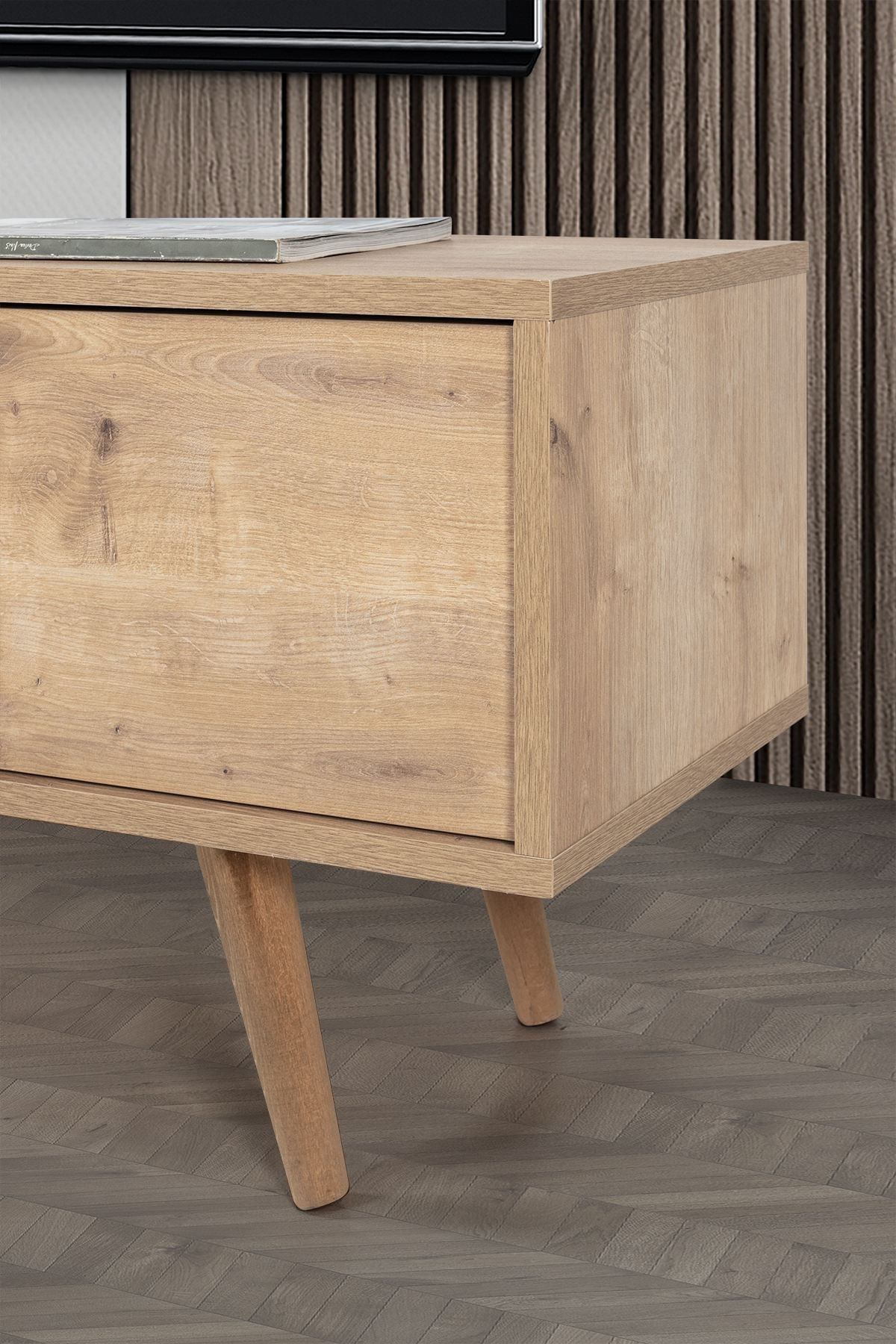 Comoda TV Venüs 3642, 160 x 46 x 35 cm, stejar safir, PAL melaminat — imaginea 5