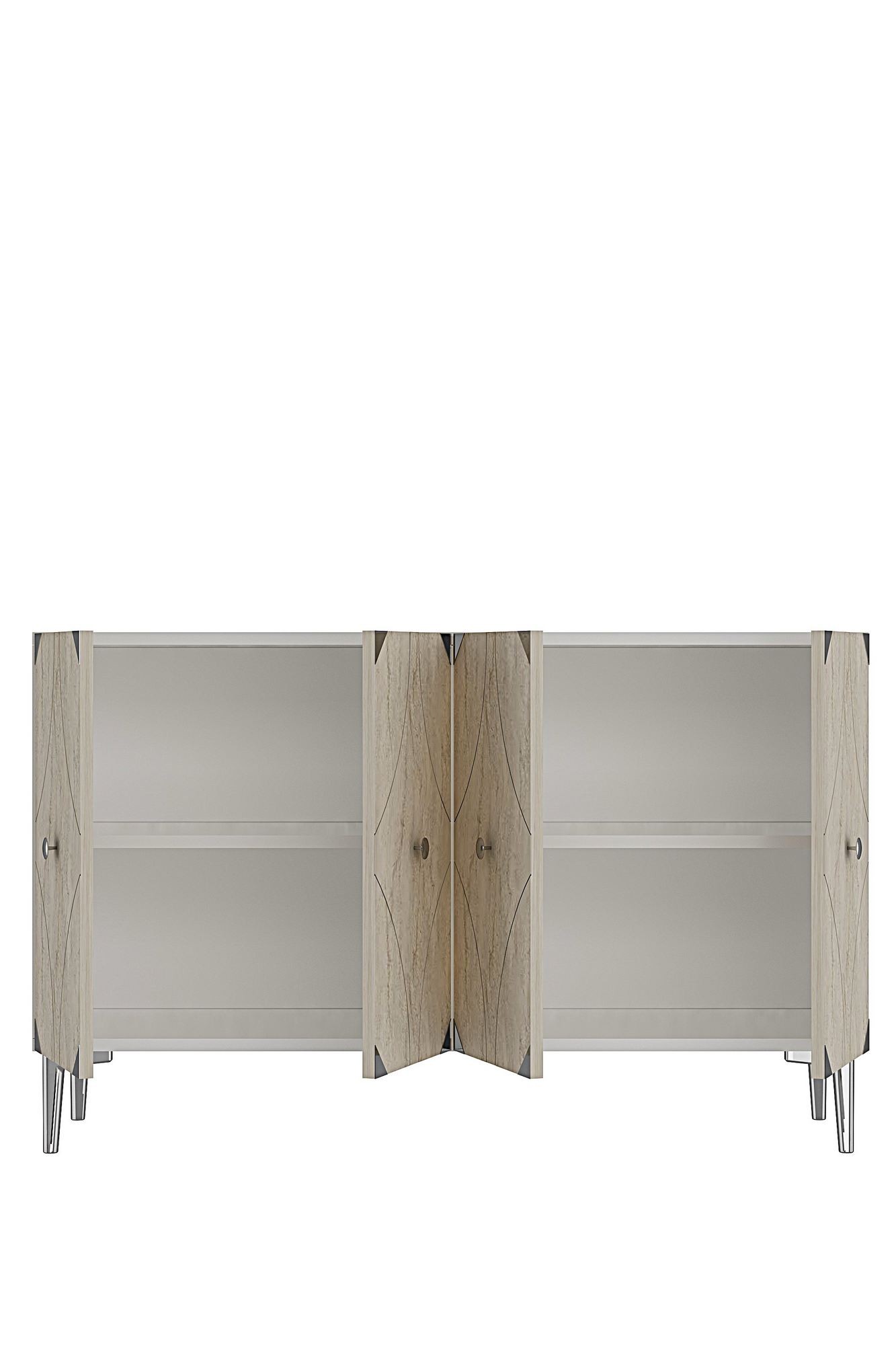 Consola Alfa 120, 120 x 75 x 32 cm, alb travertin argintiu, PAL melaminat, spatiu de depozitare, alb / travertin / silver — imaginea 7