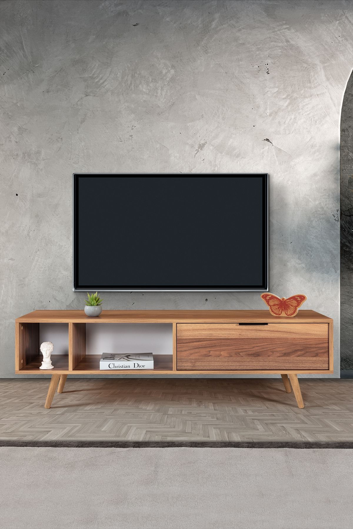 Comoda TV Venüs 3643, 160 x 46 x 35 cm, nuc, PAL melaminat — imaginea 7